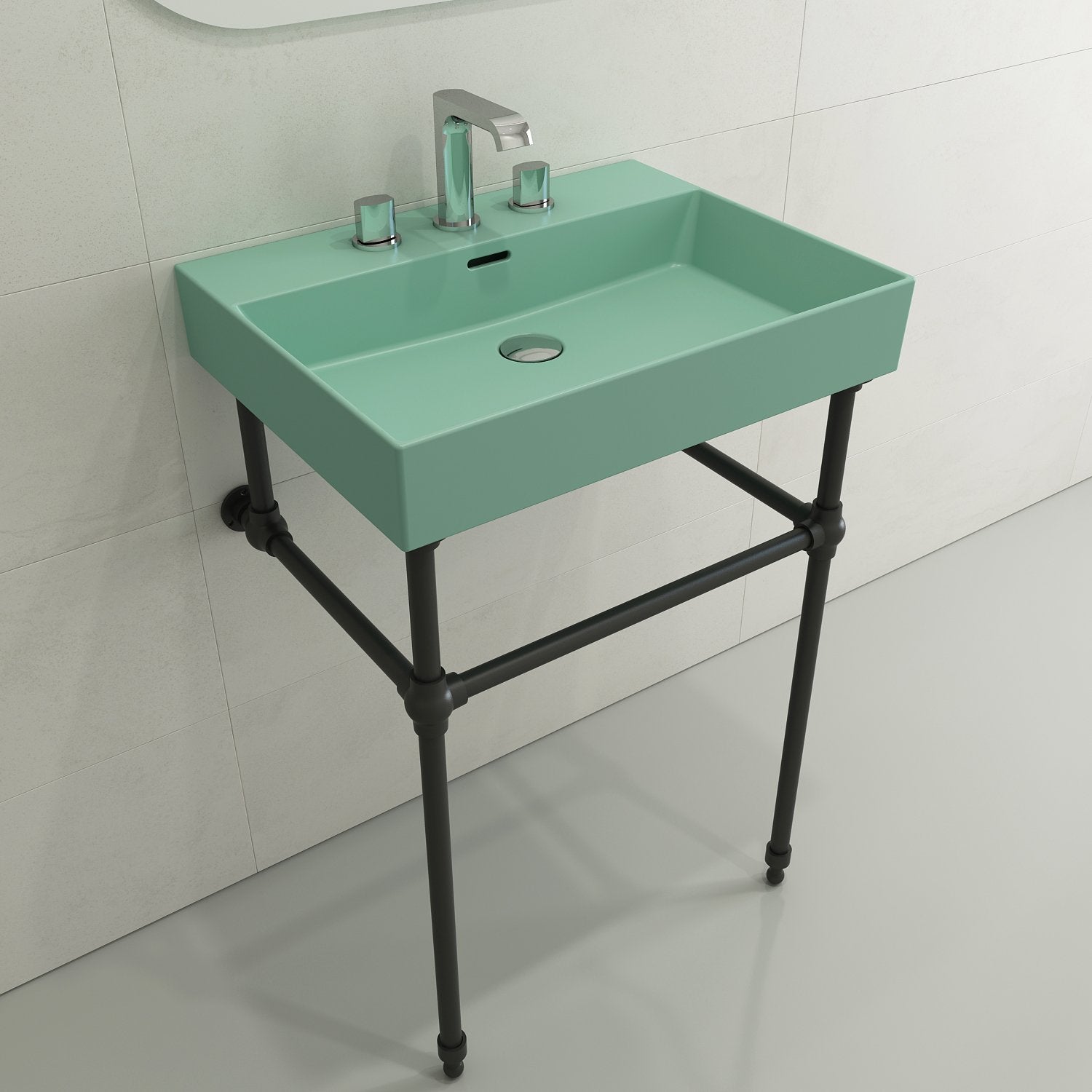 Milano Wall-Mounted Sink Fireclay 24 in. 3-Hole with Overflow 1376