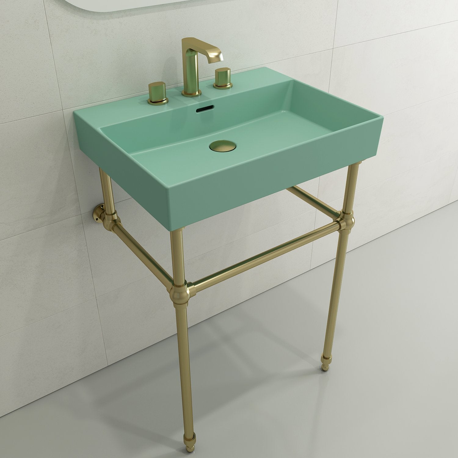 Milano Wall-Mounted Sink Fireclay 24 in. 3-Hole with Overflow 1376