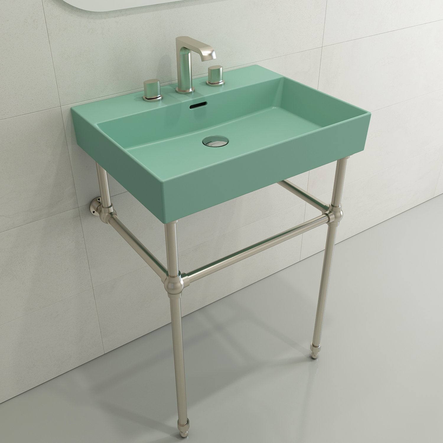 Milano Wall-Mounted Sink Fireclay 24 in. 3-Hole with Overflow 1376