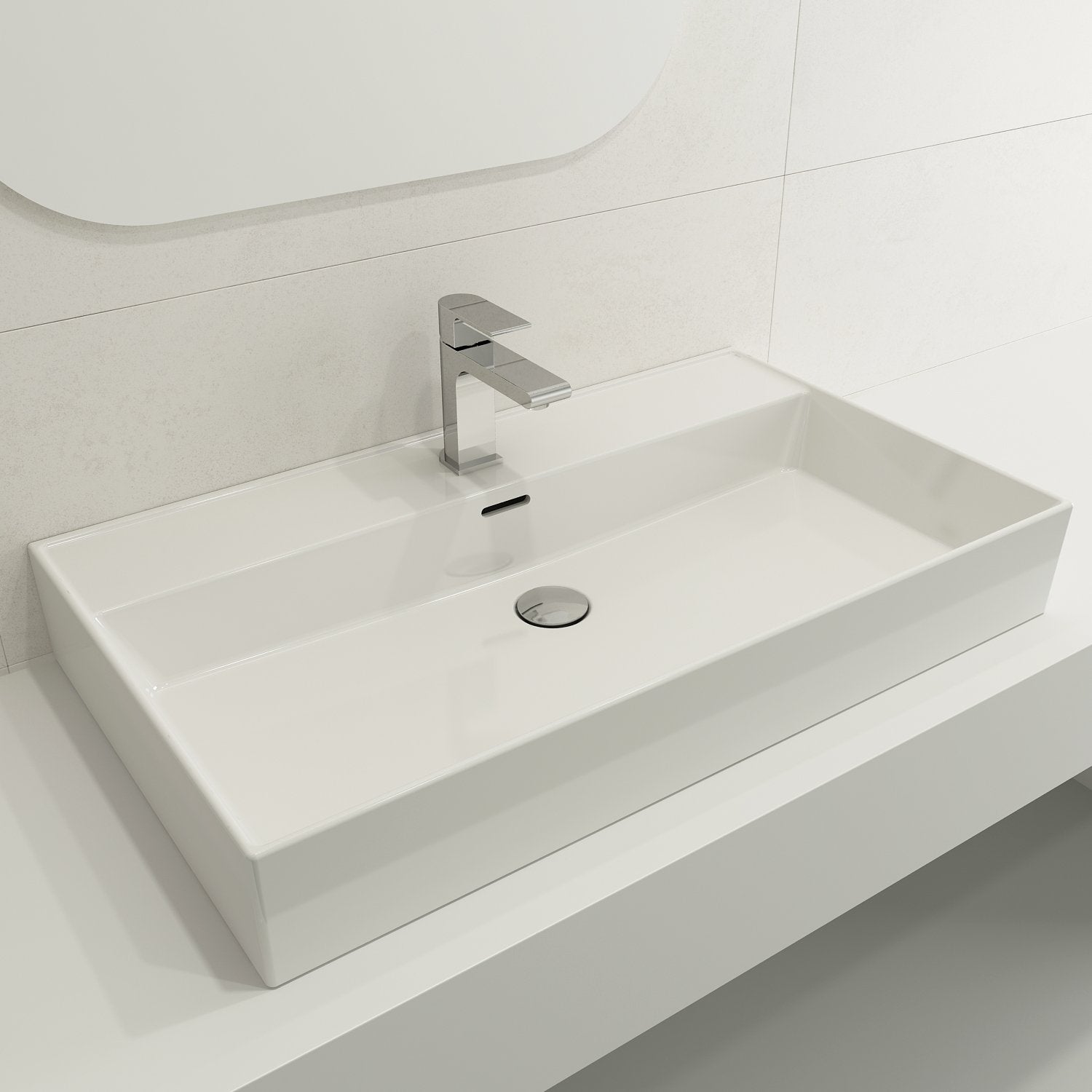 Milano Wall-Mounted Sink Fireclay 32 in. 1-Hole with Overflow 1377