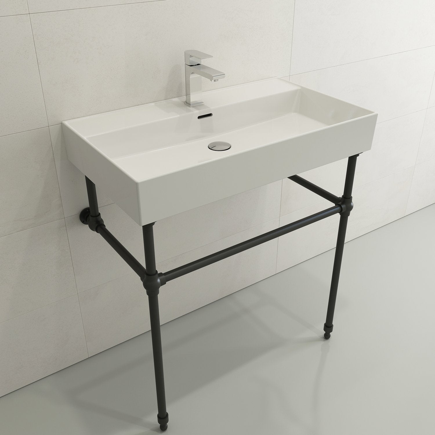 Milano Wall-Mounted Sink Fireclay 32 in. 1-Hole with Overflow 1377