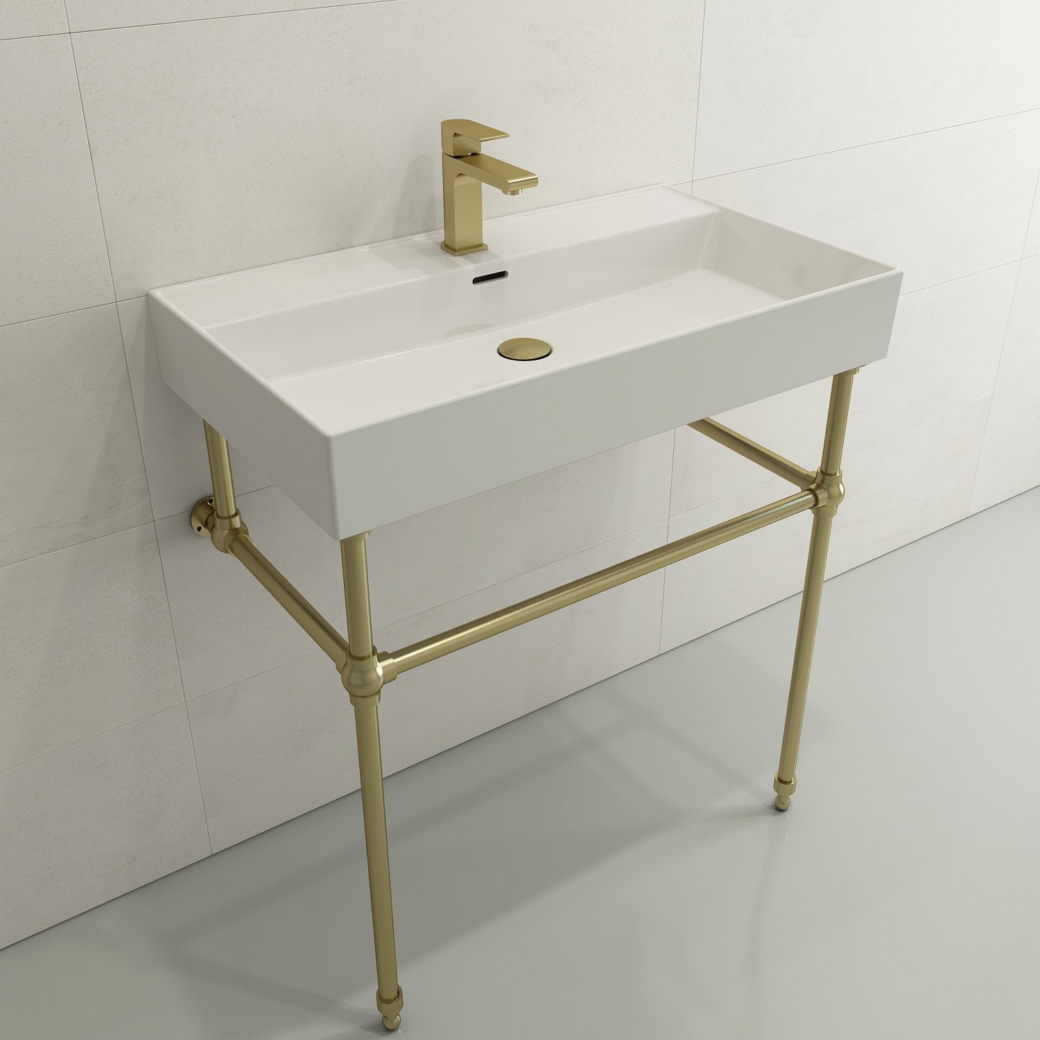 Milano Wall-Mounted Sink Fireclay 32 in. 1-Hole with Overflow 1377