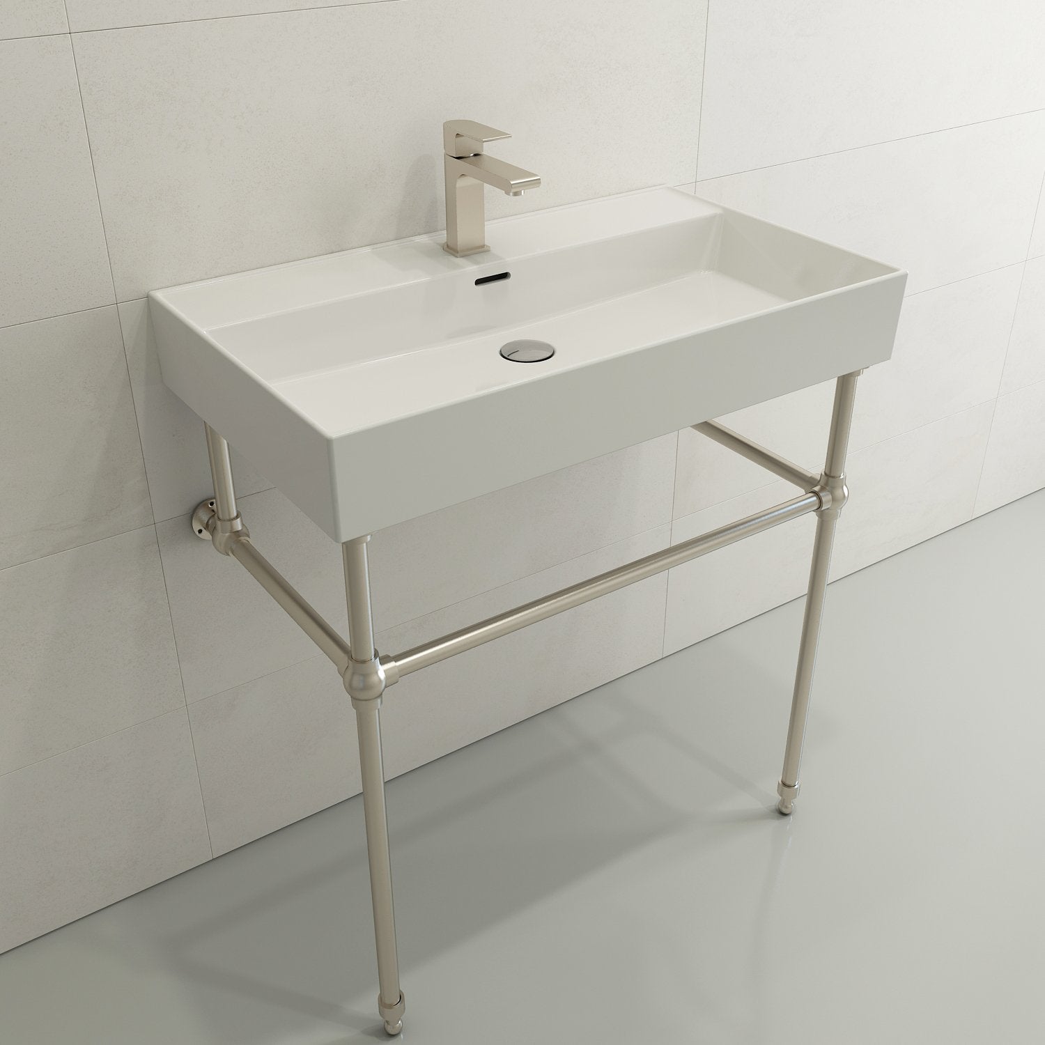 Milano Wall-Mounted Sink Fireclay 32 in. 1-Hole with Overflow 1377