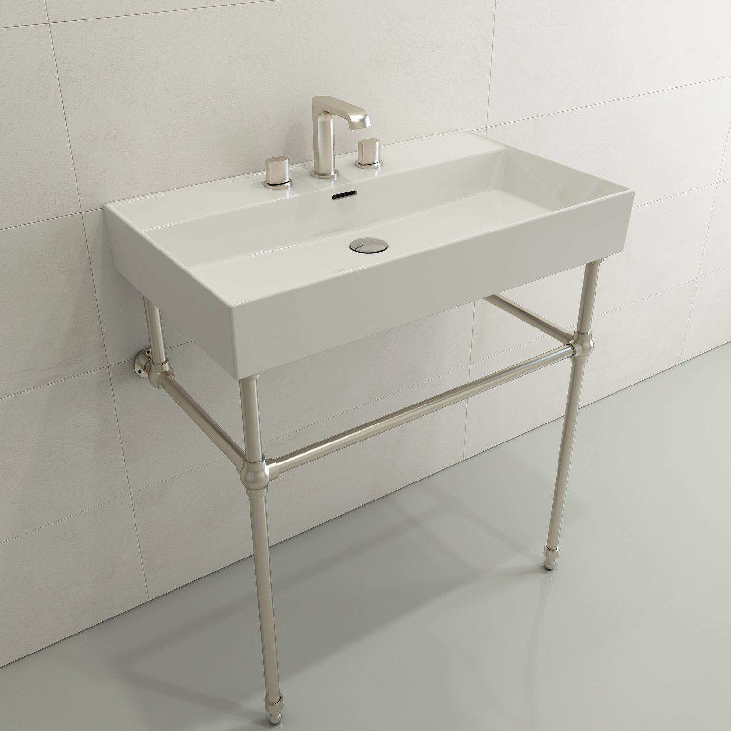 Milano Wall-Mounted Sink Fireclay 32 in. 3-Hole with Overflow 1377