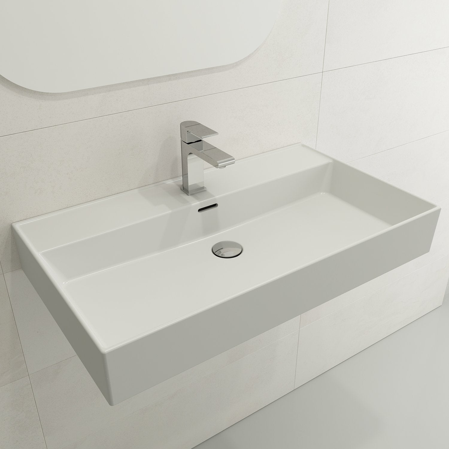 Milano Wall-Mounted Sink Fireclay 32 in. 1-Hole with Overflow 1377