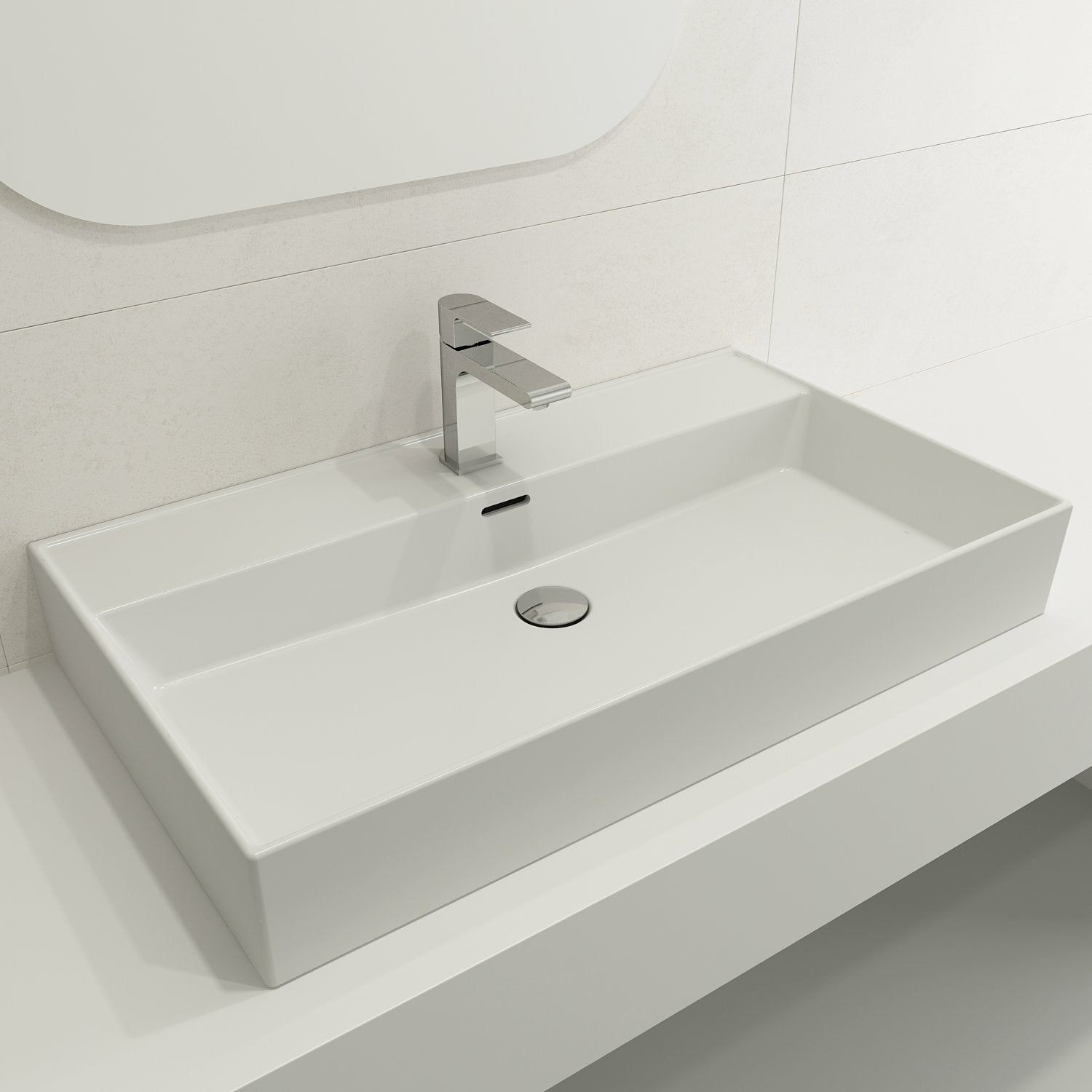 Milano Wall-Mounted Sink Fireclay 32 in. 1-Hole with Overflow 1377