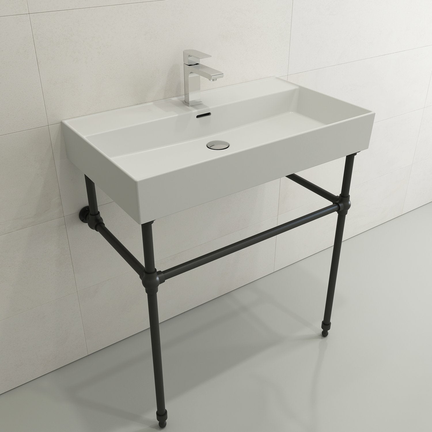 Milano Wall-Mounted Sink Fireclay 32 in. 1-Hole with Overflow 1377