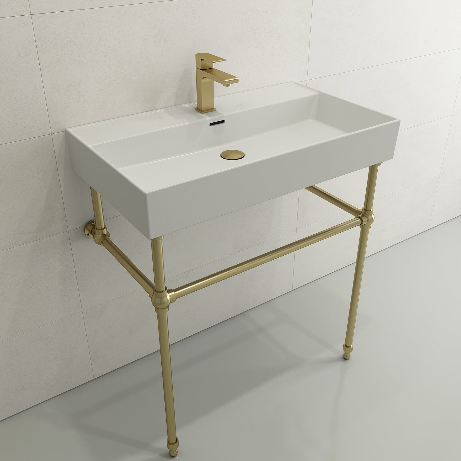 Milano Wall-Mounted Sink Fireclay 32 in. 1-Hole with Overflow 1377