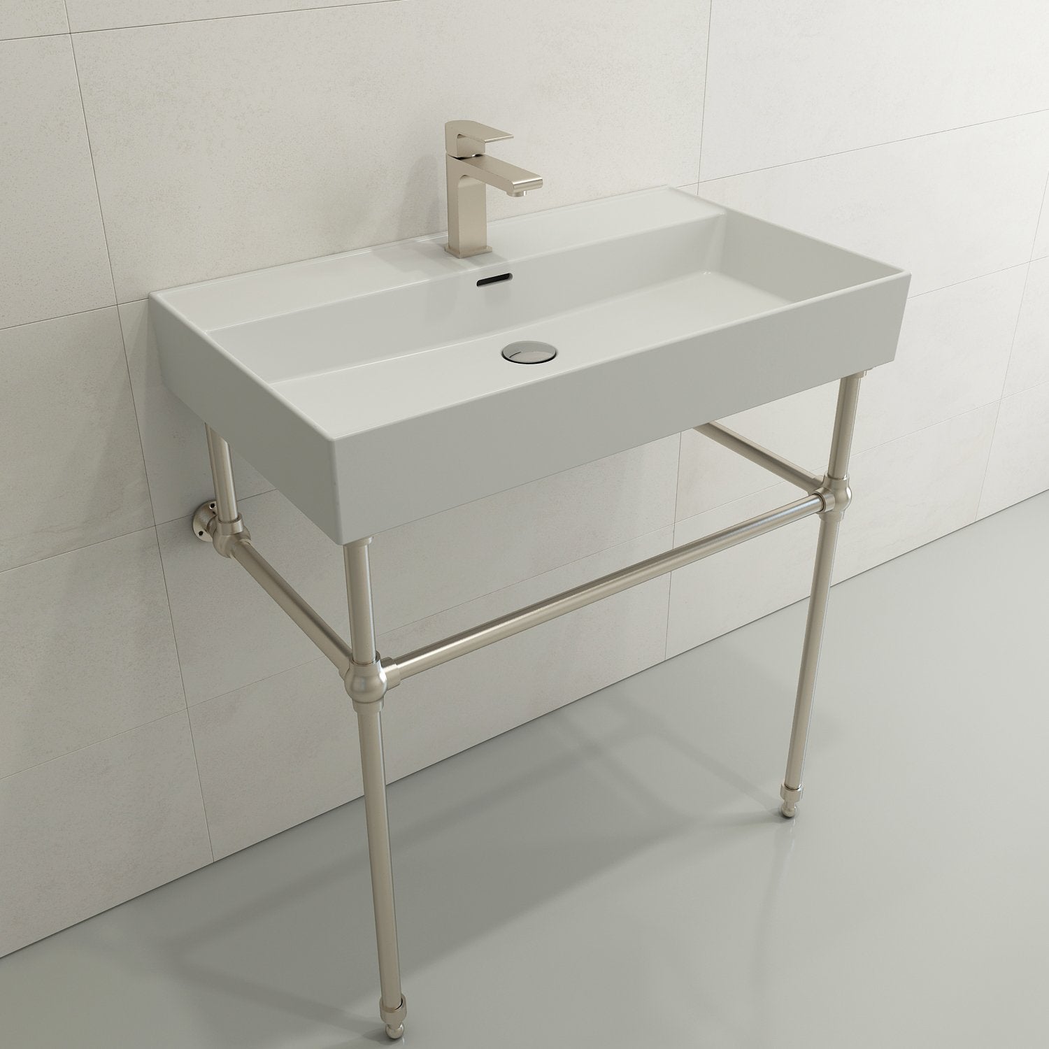 Milano Wall-Mounted Sink Fireclay 32 in. 1-Hole with Overflow 1377