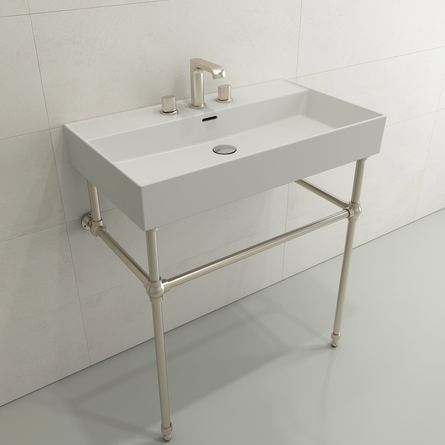 Milano Wall-Mounted Sink Fireclay 32 in. 3-Hole with Overflow 1377