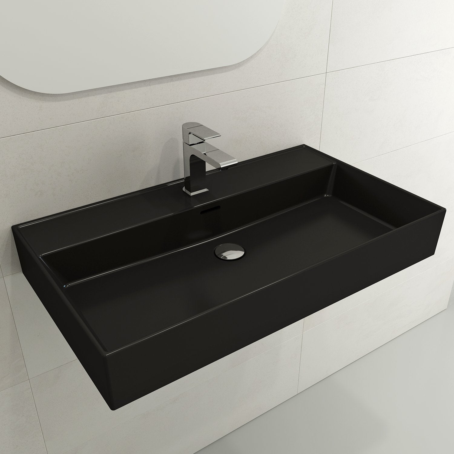 Milano Wall-Mounted Sink Fireclay 32 in. 1-Hole with Overflow 1377