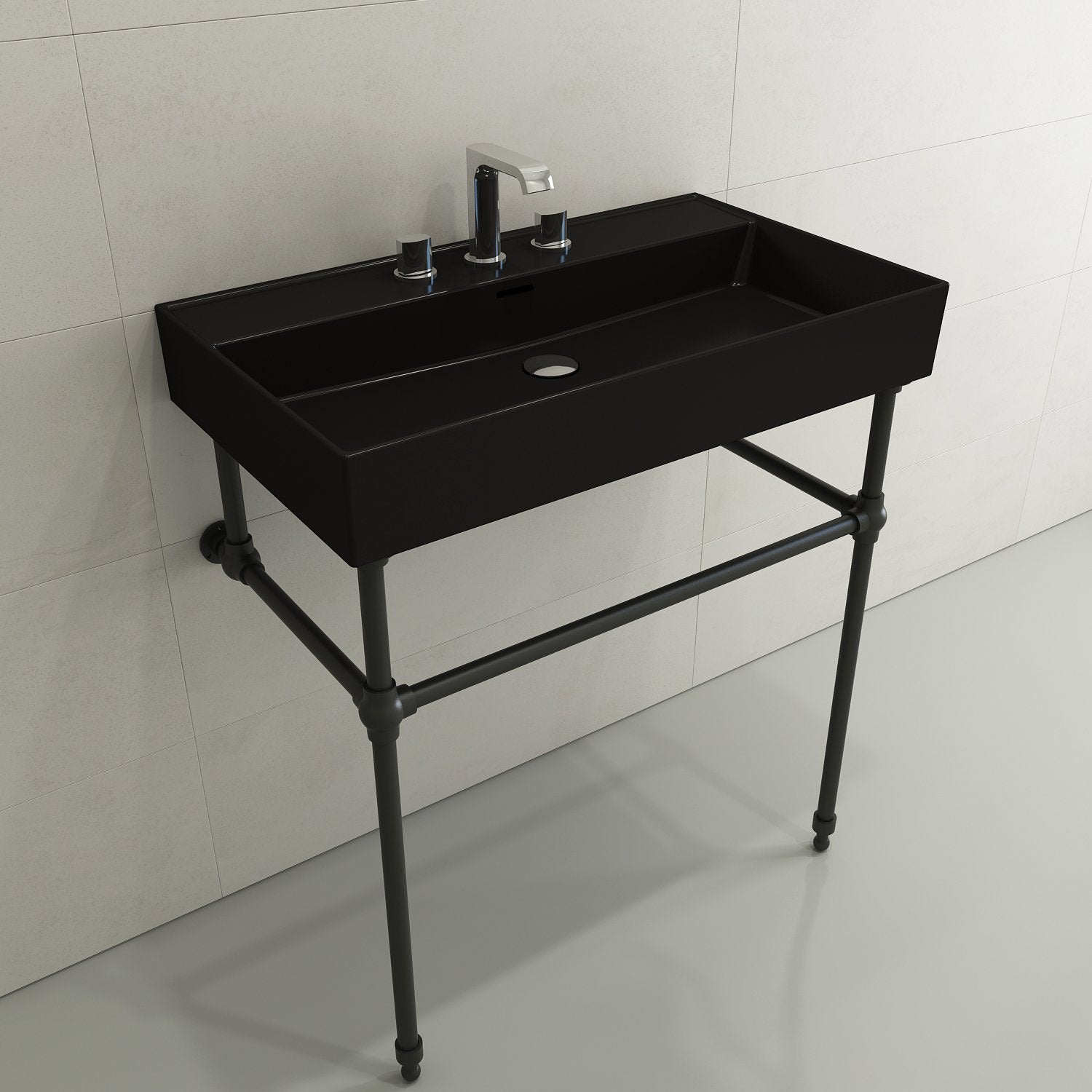 Milano Wall-Mounted Sink Fireclay 32 in. 3-Hole with Overflow 1377