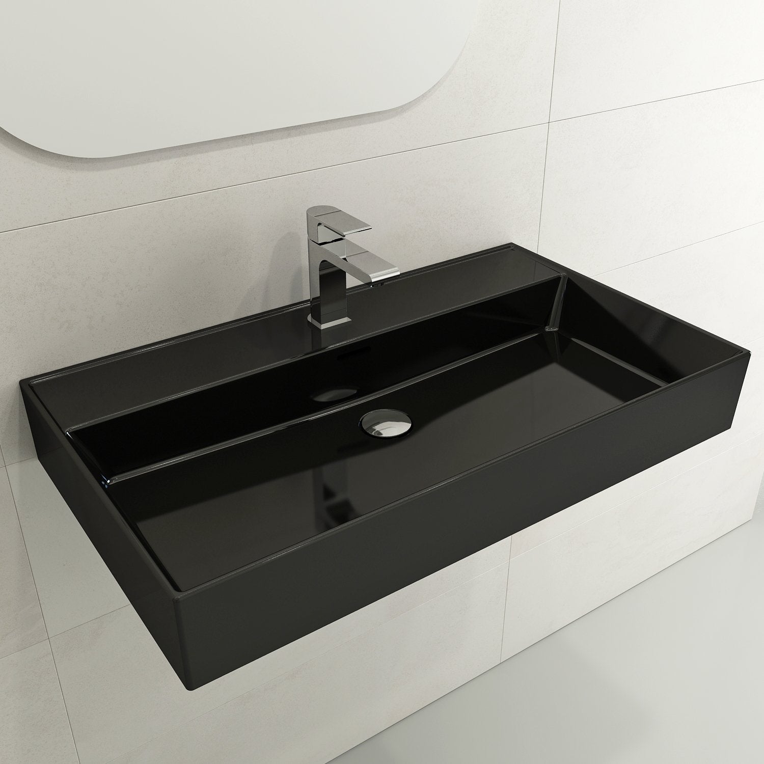 Milano Wall-Mounted Sink Fireclay 32 in. 1-Hole with Overflow 1377