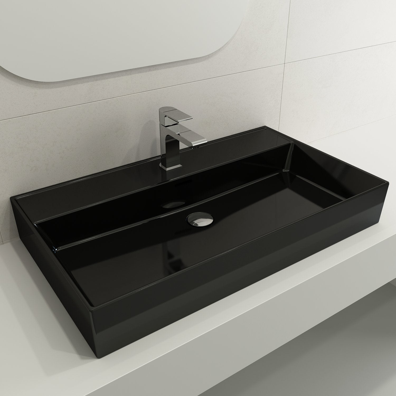 Milano Wall-Mounted Sink Fireclay 32 in. 1-Hole with Overflow 1377
