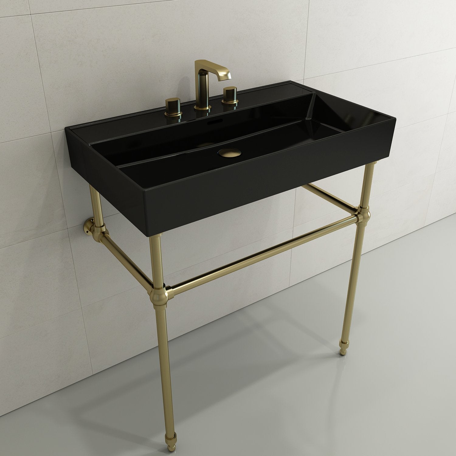 Milano Wall-Mounted Sink Fireclay 32 in. 3-Hole with Overflow 1377