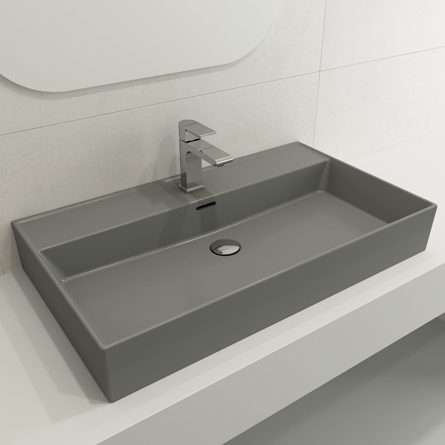Milano Wall-Mounted Sink Fireclay 32 in. 1-Hole with Overflow 1377