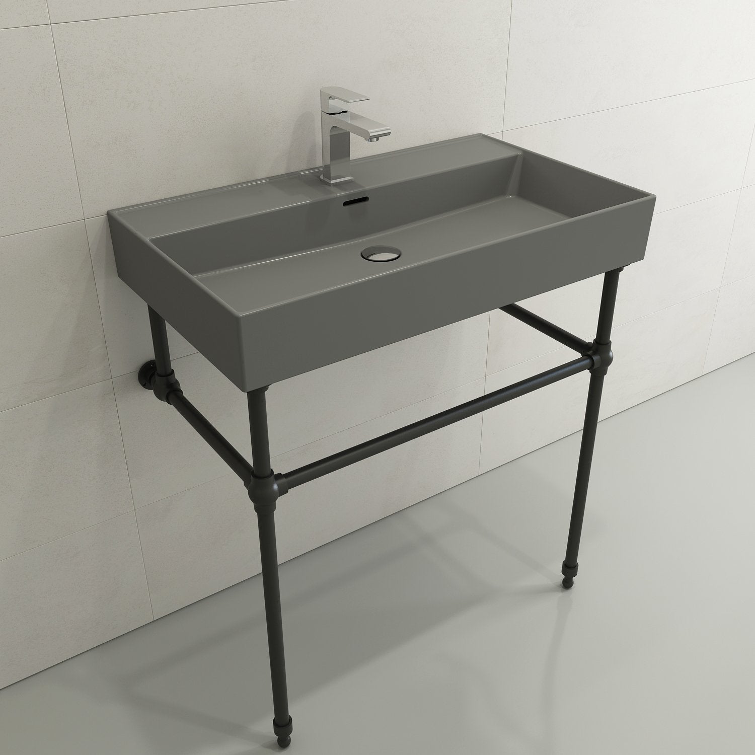 Milano Wall-Mounted Sink Fireclay 32 in. 1-Hole with Overflow 1377