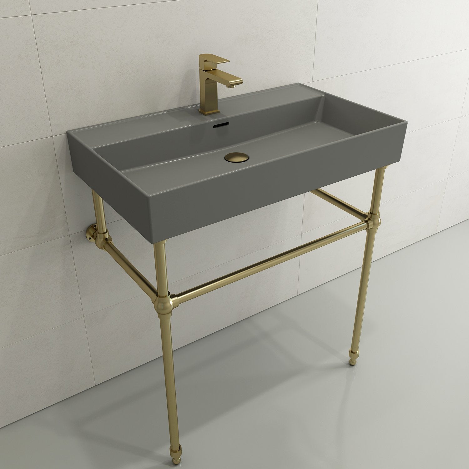 Milano Wall-Mounted Sink Fireclay 32 in. 1-Hole with Overflow 1377