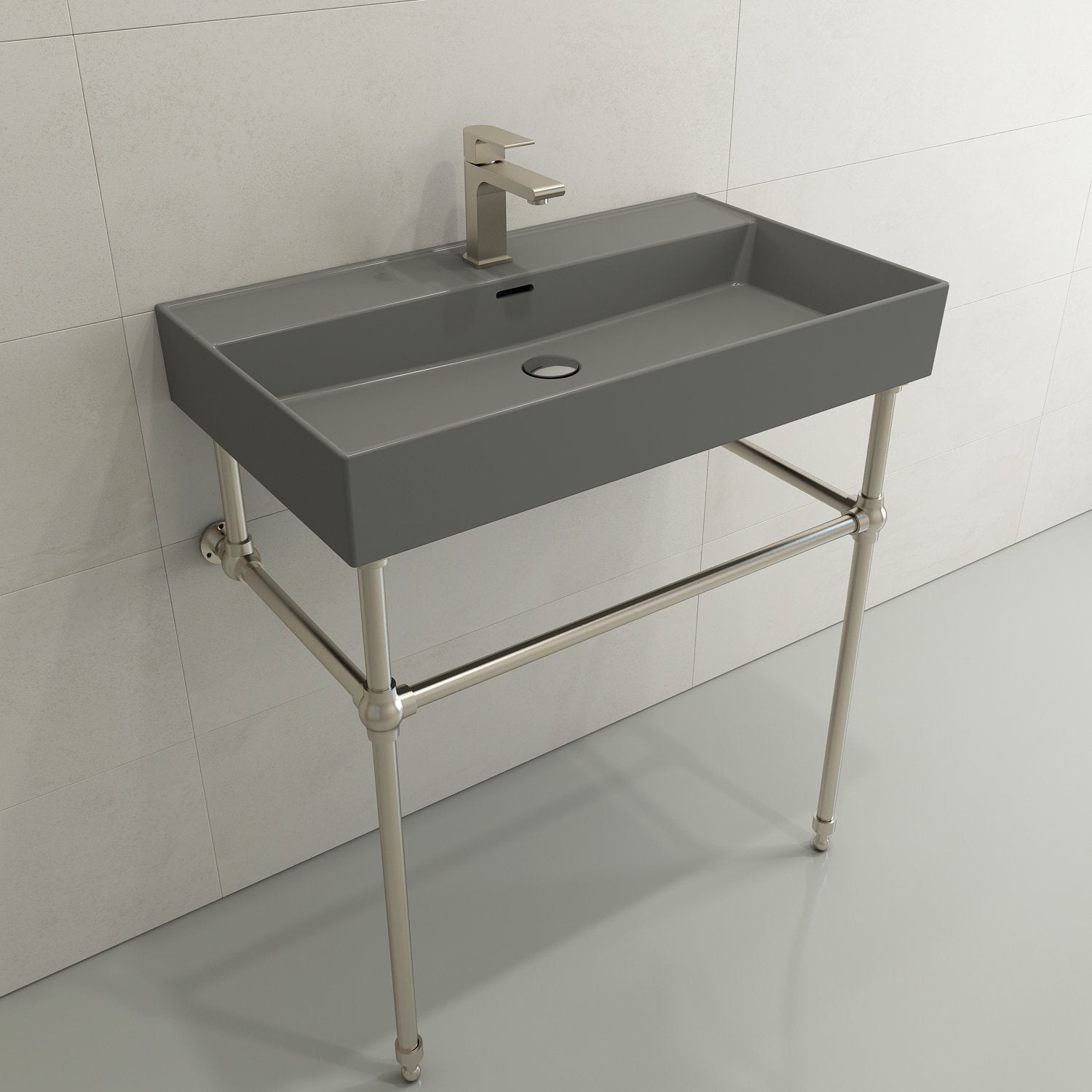 Milano Wall-Mounted Sink Fireclay 32 in. 1-Hole with Overflow 1377