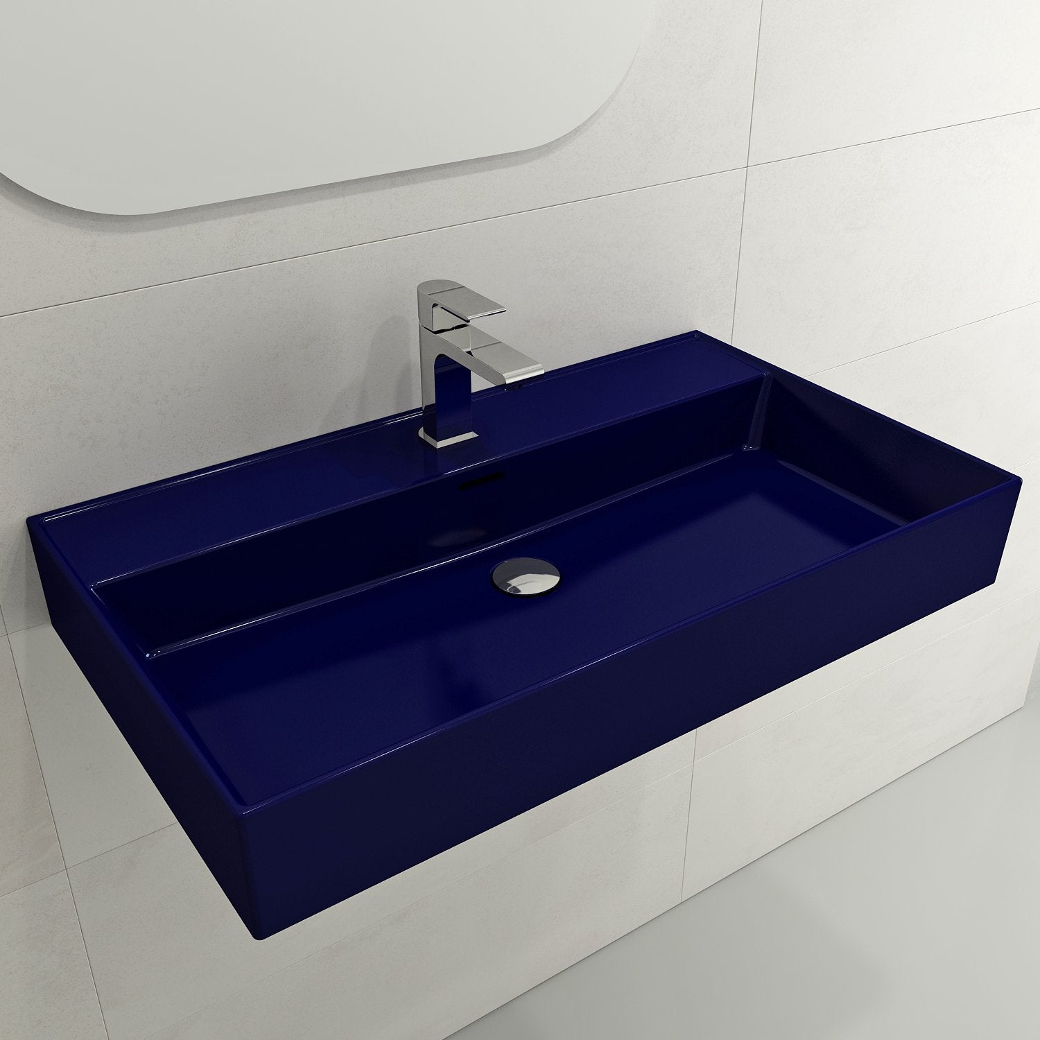 Milano Wall-Mounted Sink Fireclay 32 in. 1-Hole with Overflow 1377