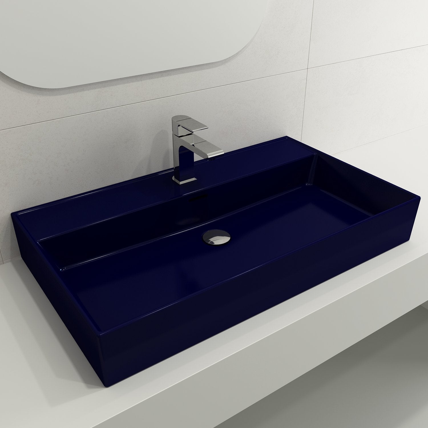 Milano Wall-Mounted Sink Fireclay 32 in. 1-Hole with Overflow 1377