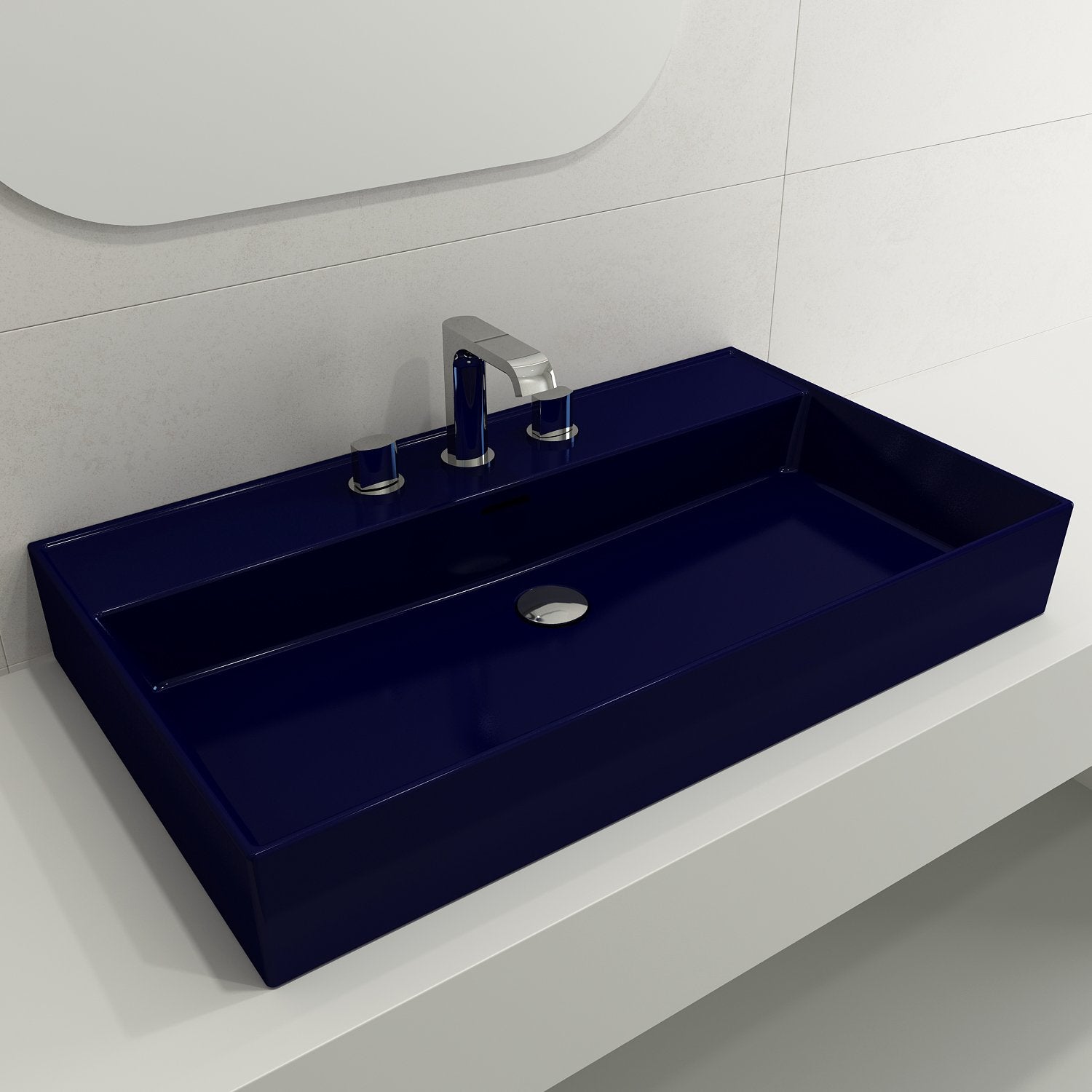 Milano Wall-Mounted Sink Fireclay 32 in. 3-Hole with Overflow 1377