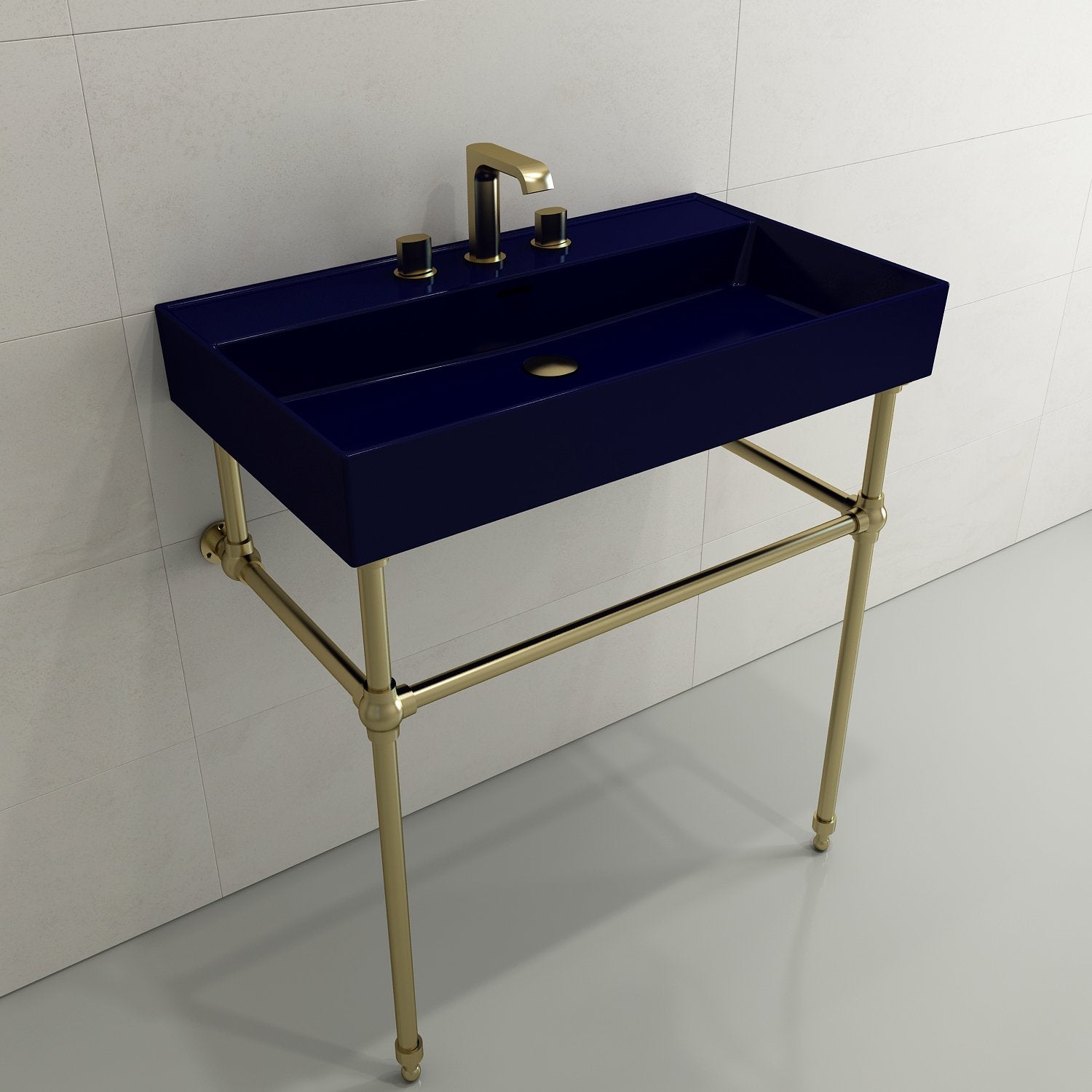Milano Wall-Mounted Sink Fireclay 32 in. 3-Hole with Overflow 1377