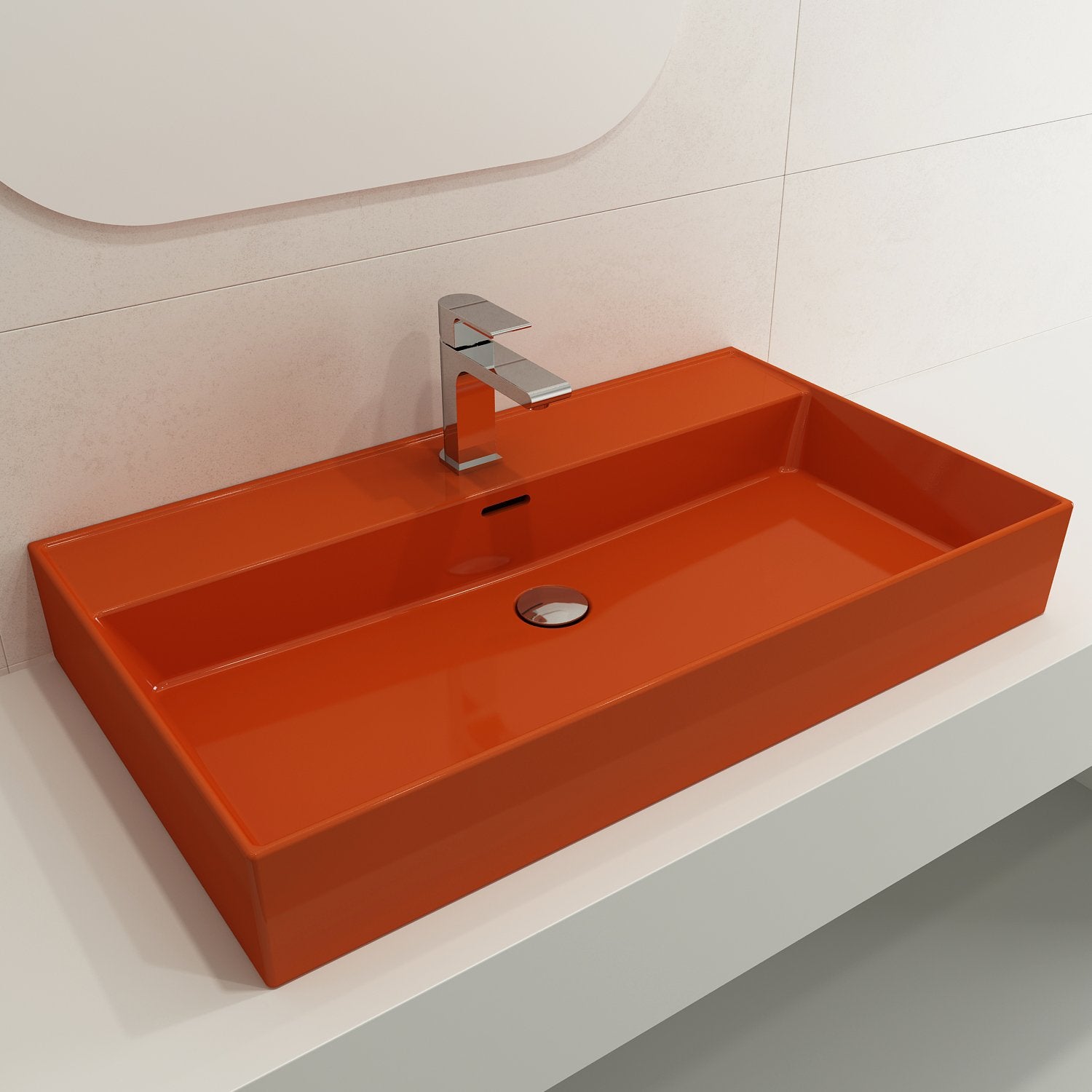 Milano Wall-Mounted Sink Fireclay 32 in. 1-Hole with Overflow 1377