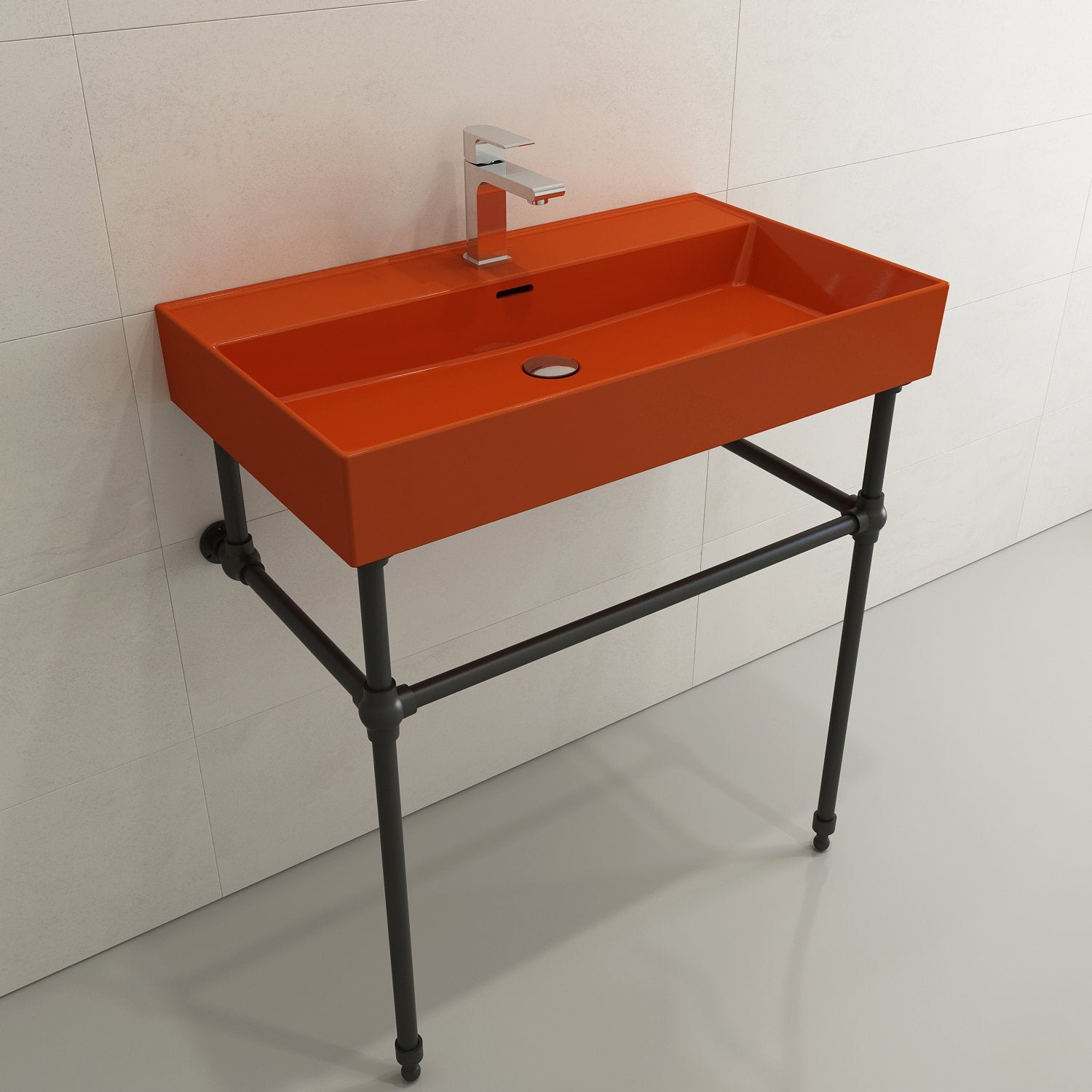 Milano Wall-Mounted Sink Fireclay 32 in. 1-Hole with Overflow 1377