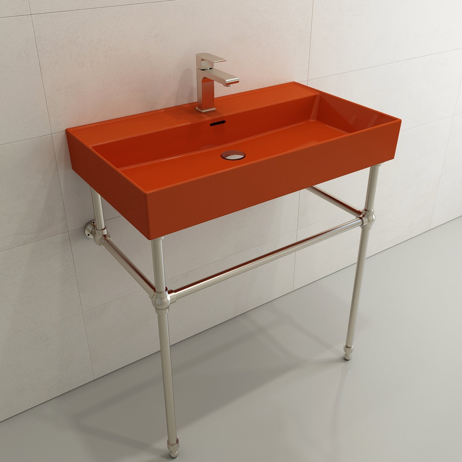 Milano Wall-Mounted Sink Fireclay 32 in. 1-Hole with Overflow 1377