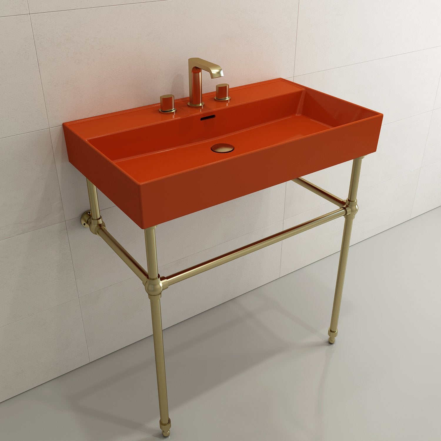 Milano Wall-Mounted Sink Fireclay 32 in. 3-Hole with Overflow 1377