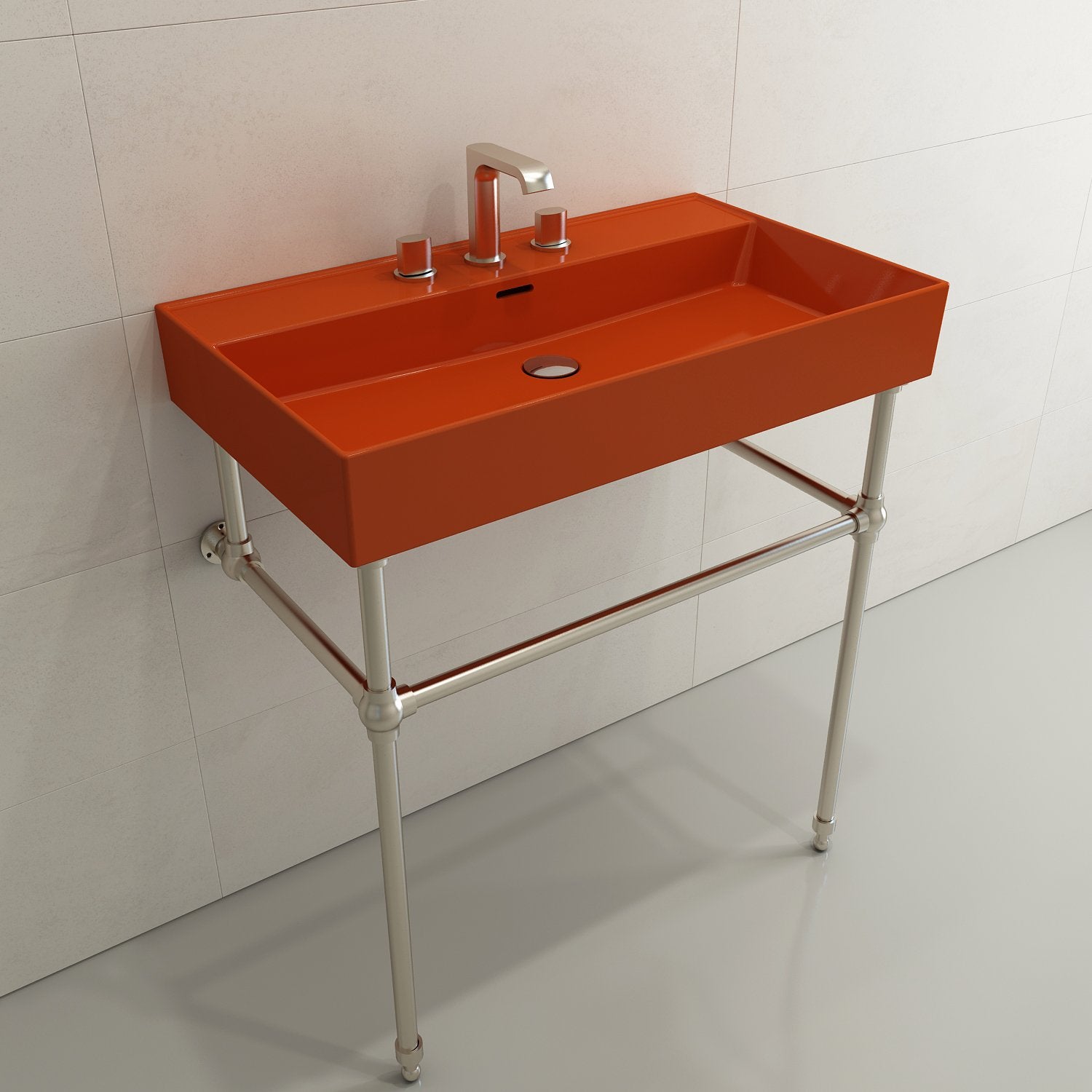 Milano Wall-Mounted Sink Fireclay 32 in. 3-Hole with Overflow 1377