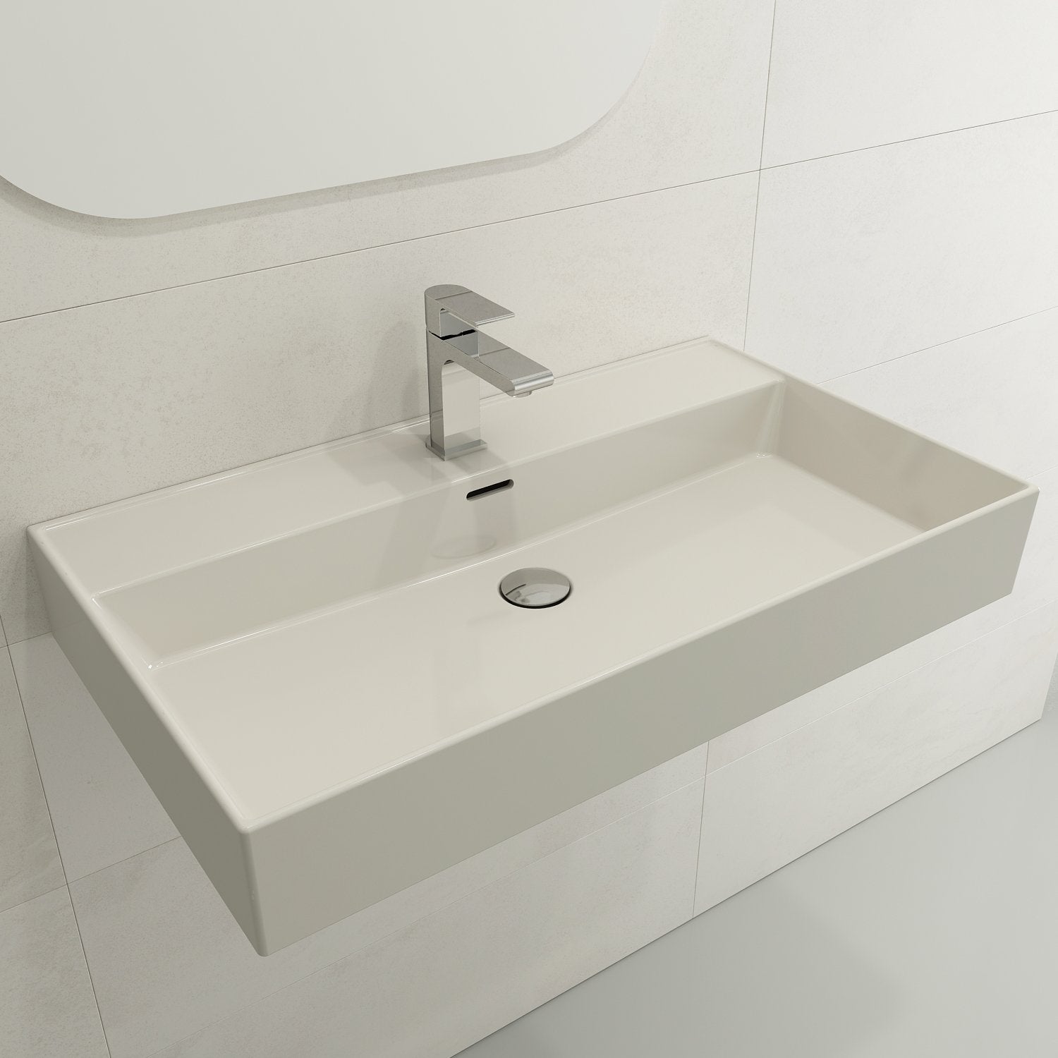Milano Wall-Mounted Sink Fireclay 32 in. 1-Hole with Overflow 1377