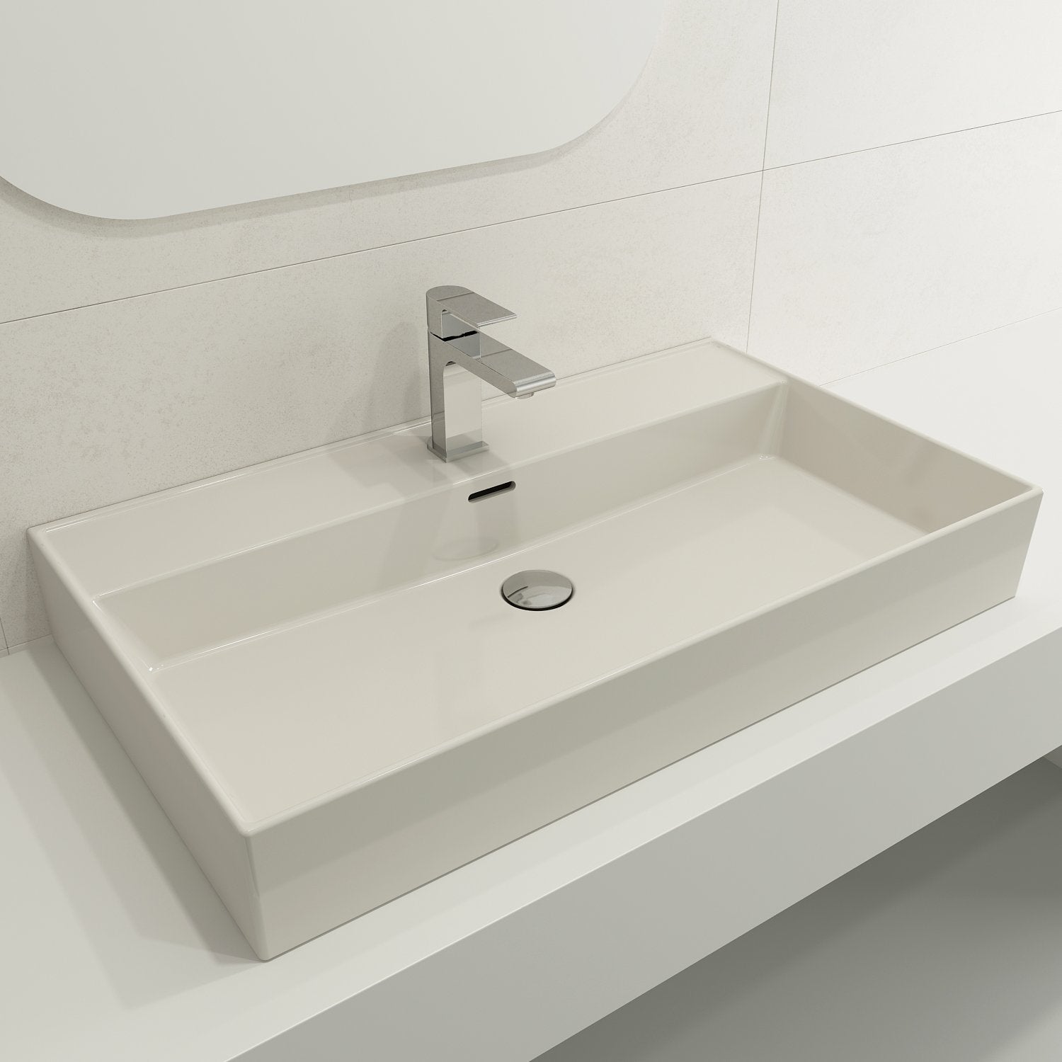 Milano Wall-Mounted Sink Fireclay 32 in. 1-Hole with Overflow 1377