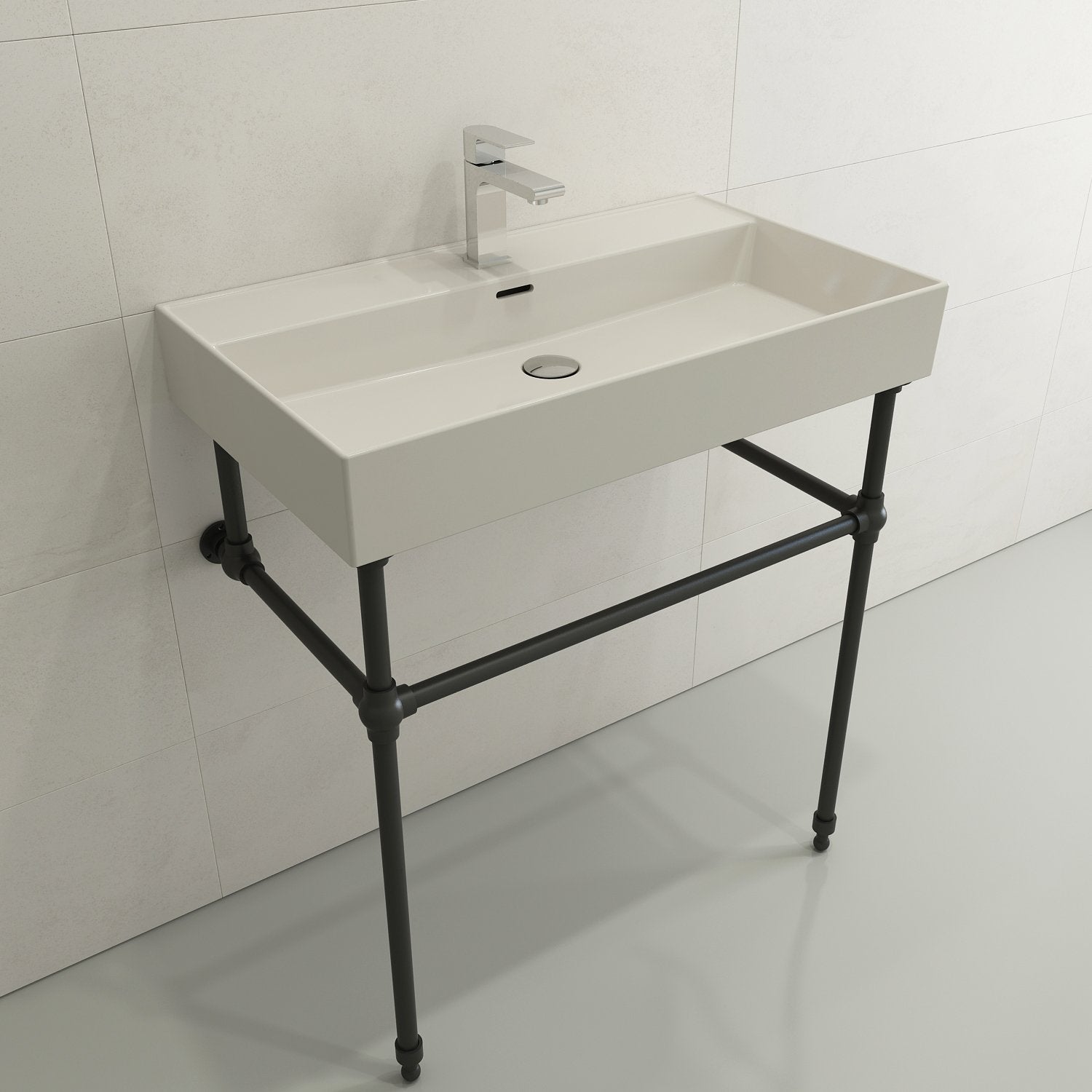 Milano Wall-Mounted Sink Fireclay 32 in. 1-Hole with Overflow 1377