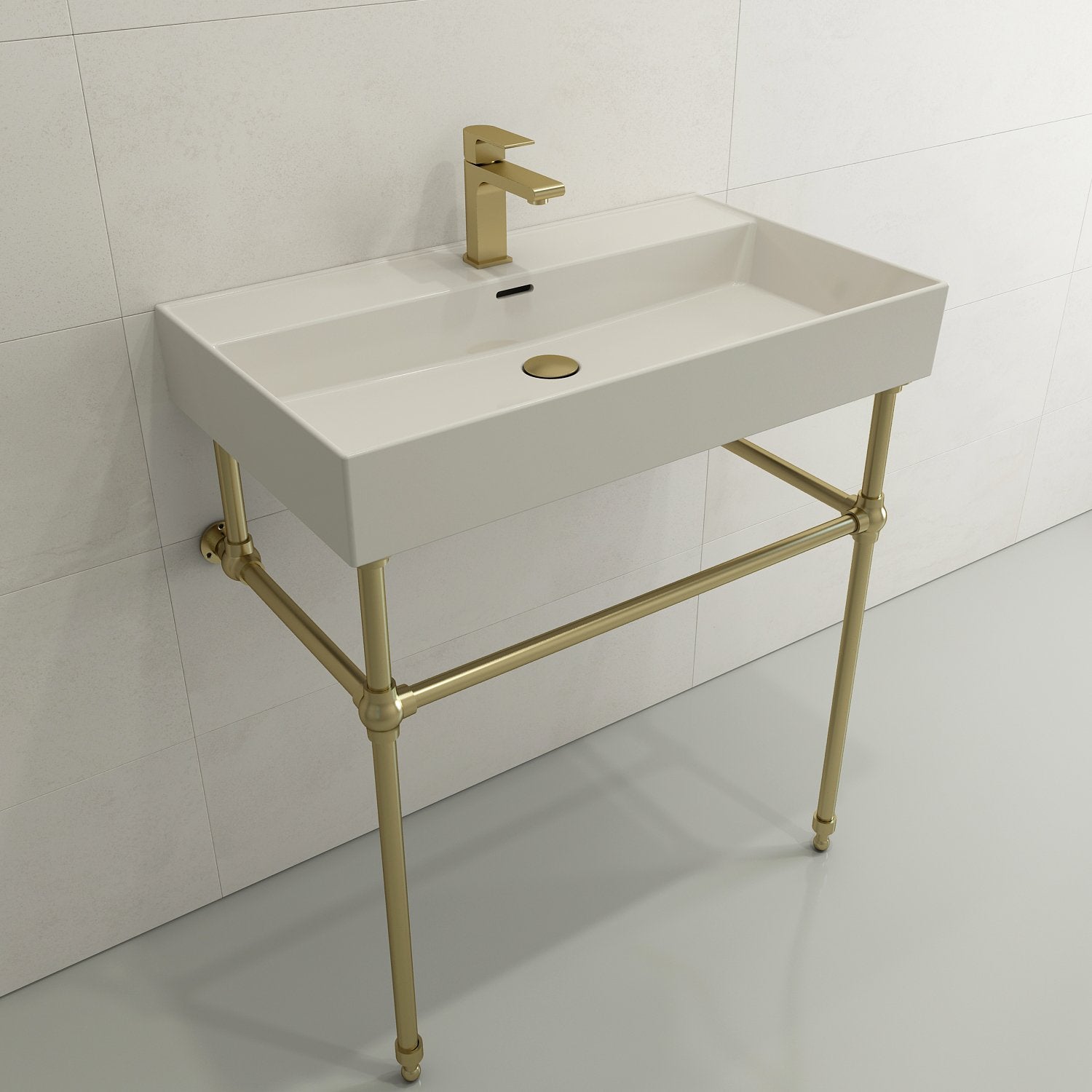 Milano Wall-Mounted Sink Fireclay 32 in. 1-Hole with Overflow 1377