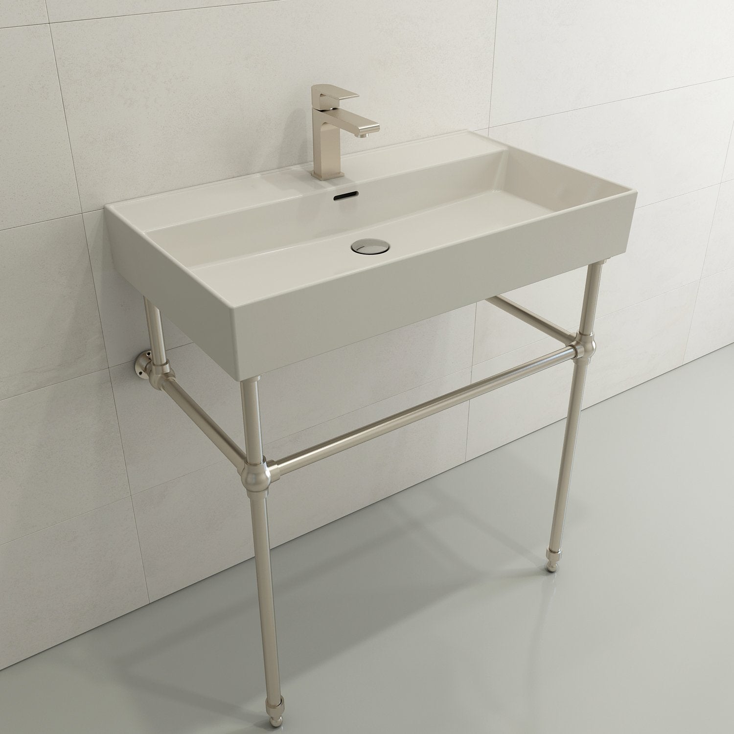 Milano Wall-Mounted Sink Fireclay 32 in. 1-Hole with Overflow 1377
