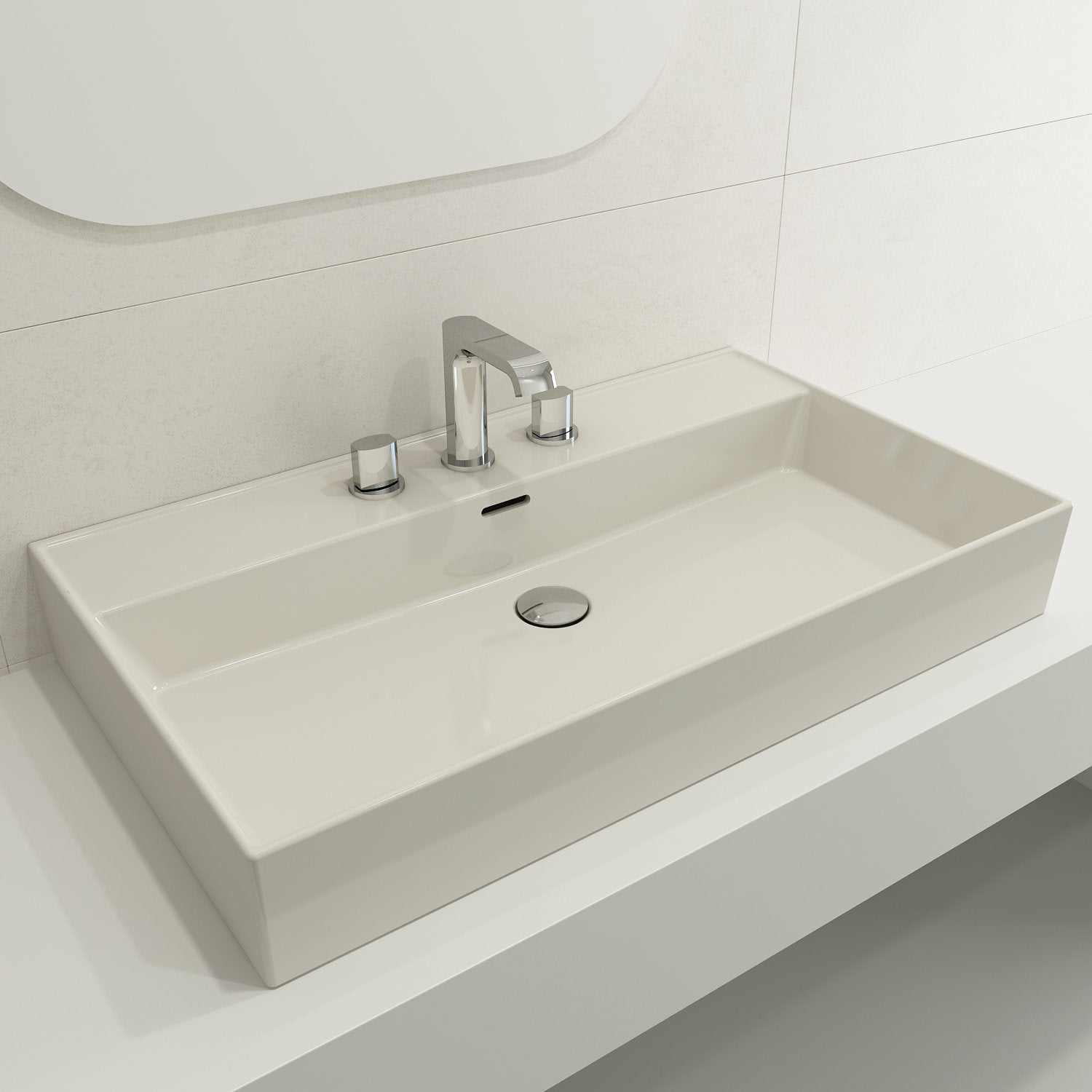 Milano Wall-Mounted Sink Fireclay 32 in. 3-Hole with Overflow 1377