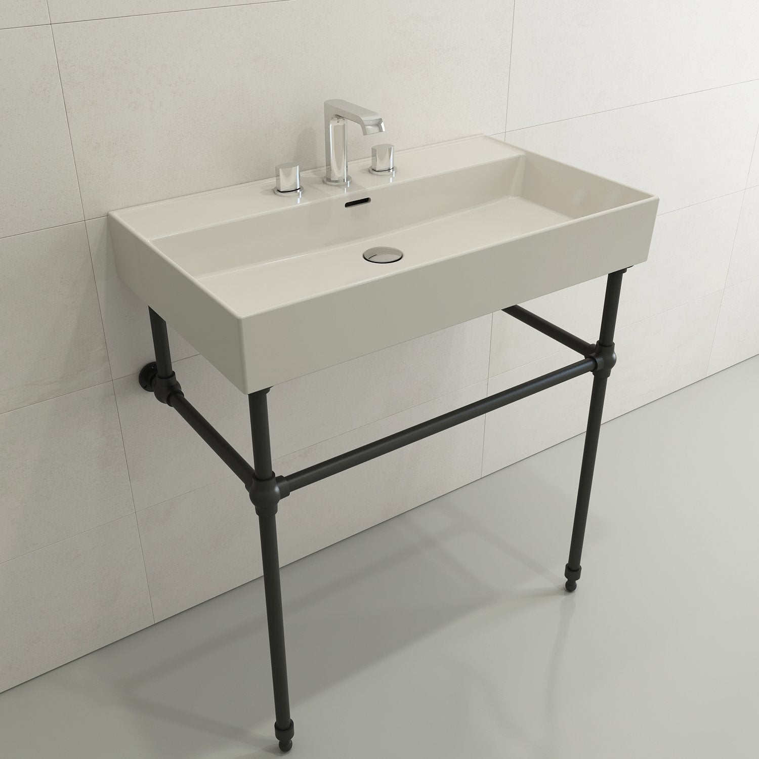 Milano Wall-Mounted Sink Fireclay 32 in. 3-Hole with Overflow 1377