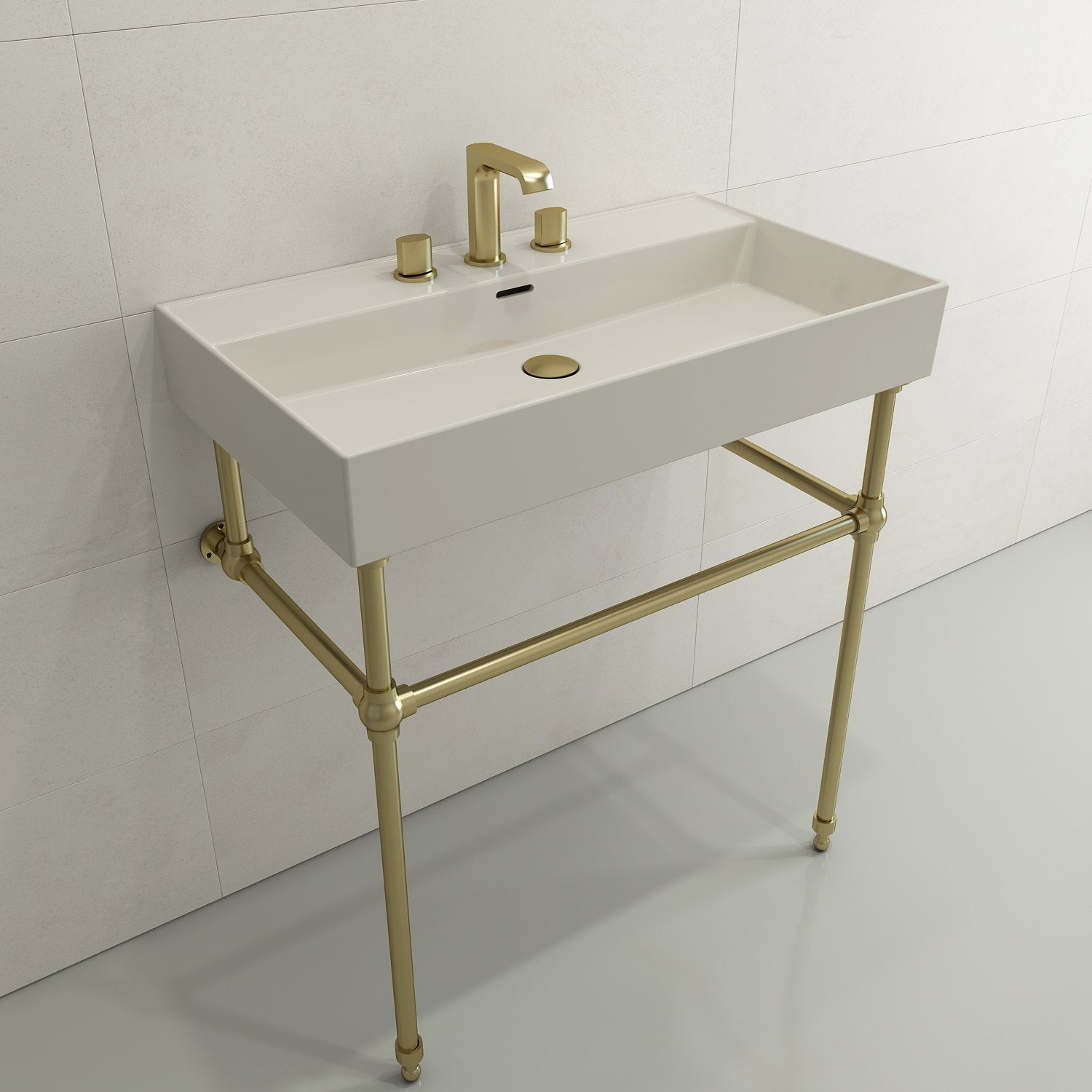 Milano Wall-Mounted Sink Fireclay 32 in. 3-Hole with Overflow 1377
