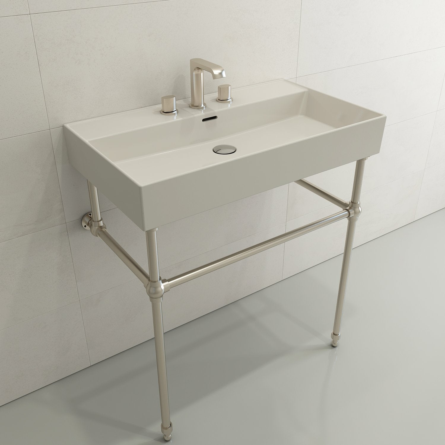 Milano Wall-Mounted Sink Fireclay 32 in. 3-Hole with Overflow 1377