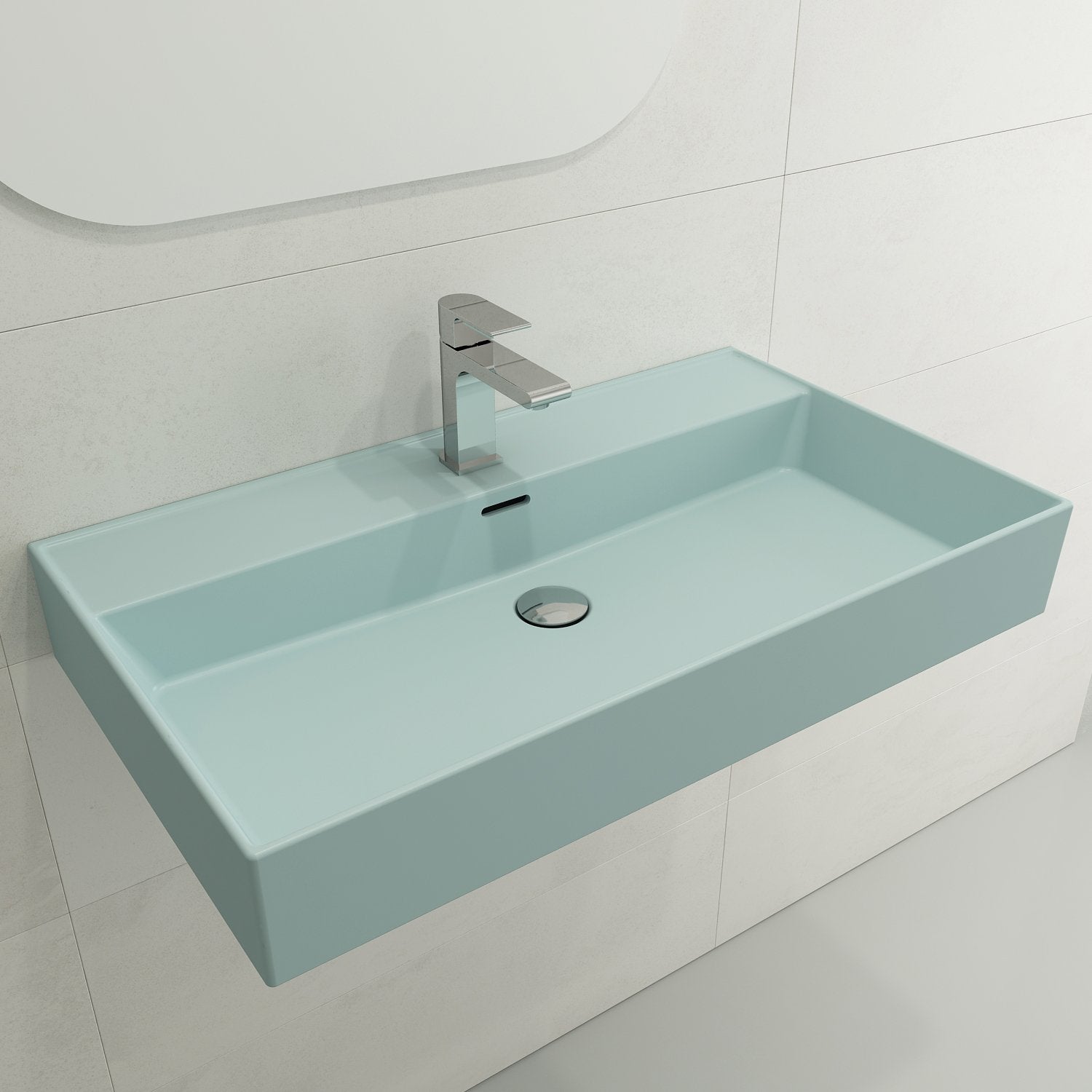 Milano Wall-Mounted Sink Fireclay 32 in. 1-Hole with Overflow 1377
