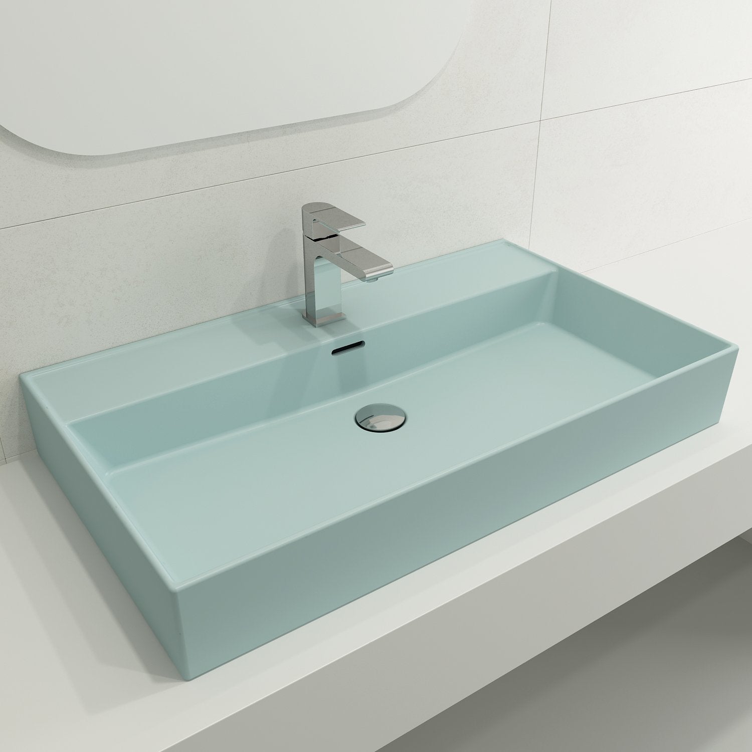 Milano Wall-Mounted Sink Fireclay 32 in. 1-Hole with Overflow 1377
