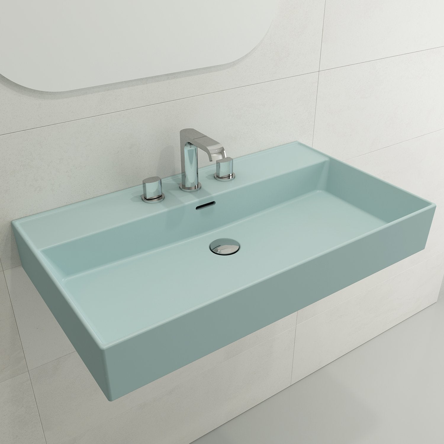 Milano Wall-Mounted Sink Fireclay 32 in. 3-Hole with Overflow 1377