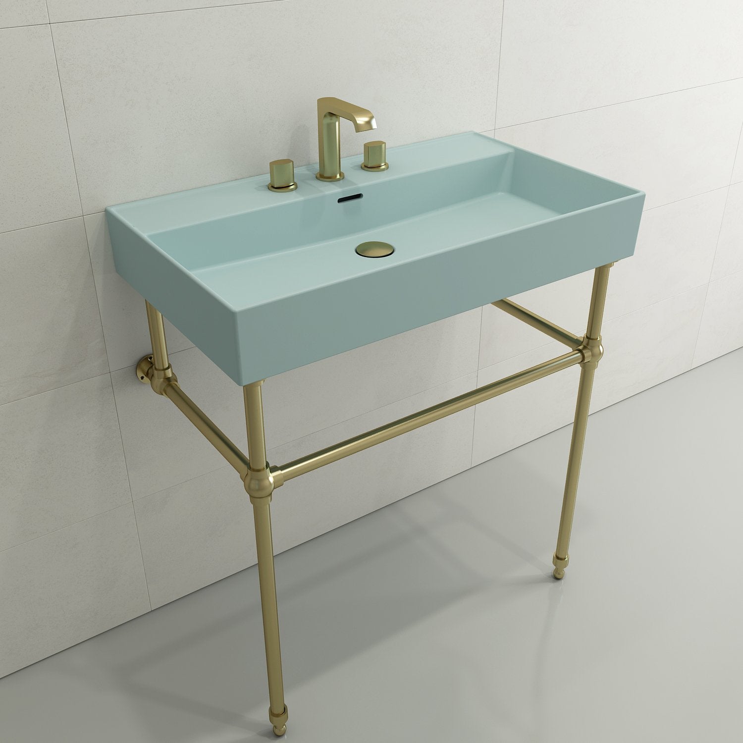 Milano Wall-Mounted Sink Fireclay 32 in. 3-Hole with Overflow 1377
