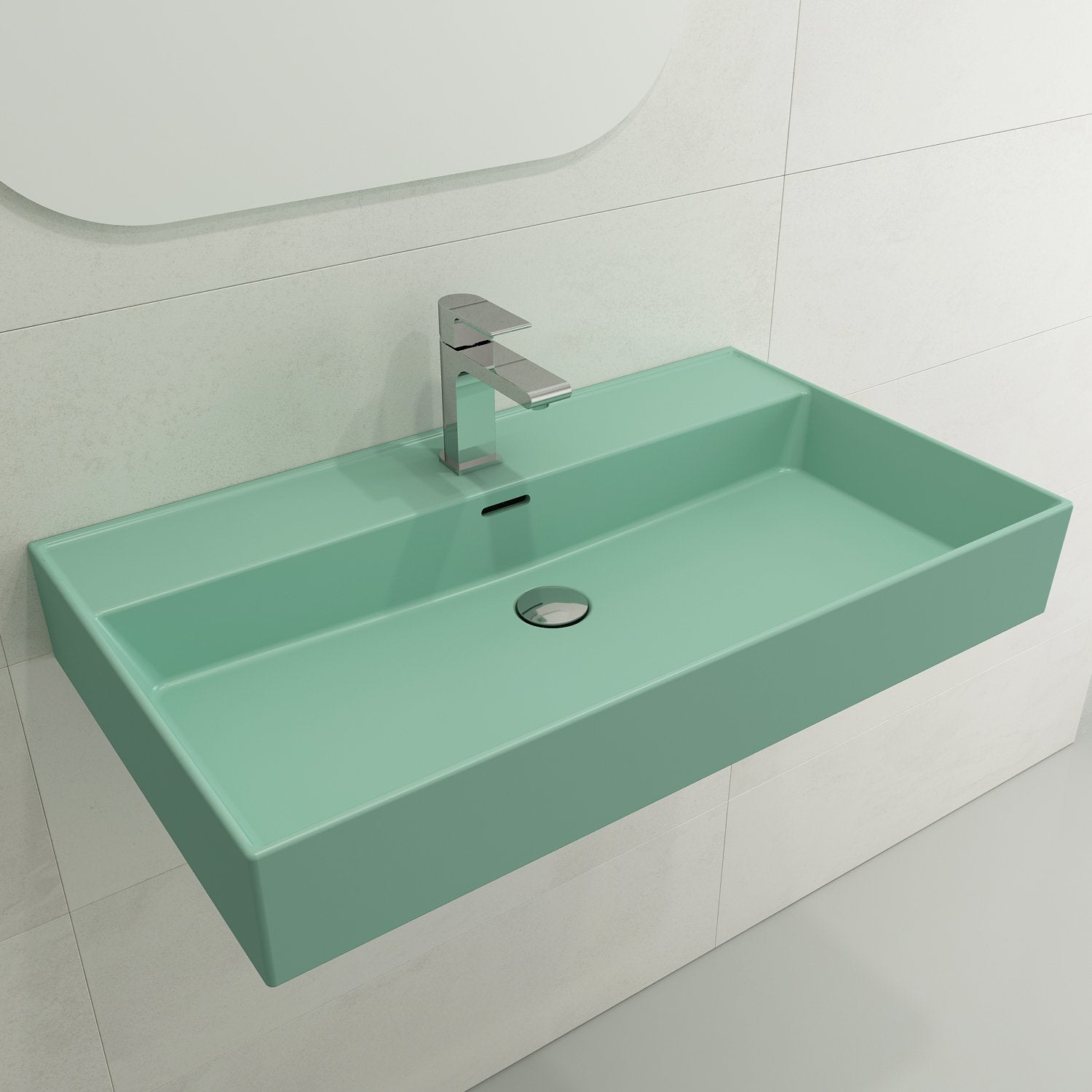 Milano Wall-Mounted Sink Fireclay 32 in. 1-Hole with Overflow 1377
