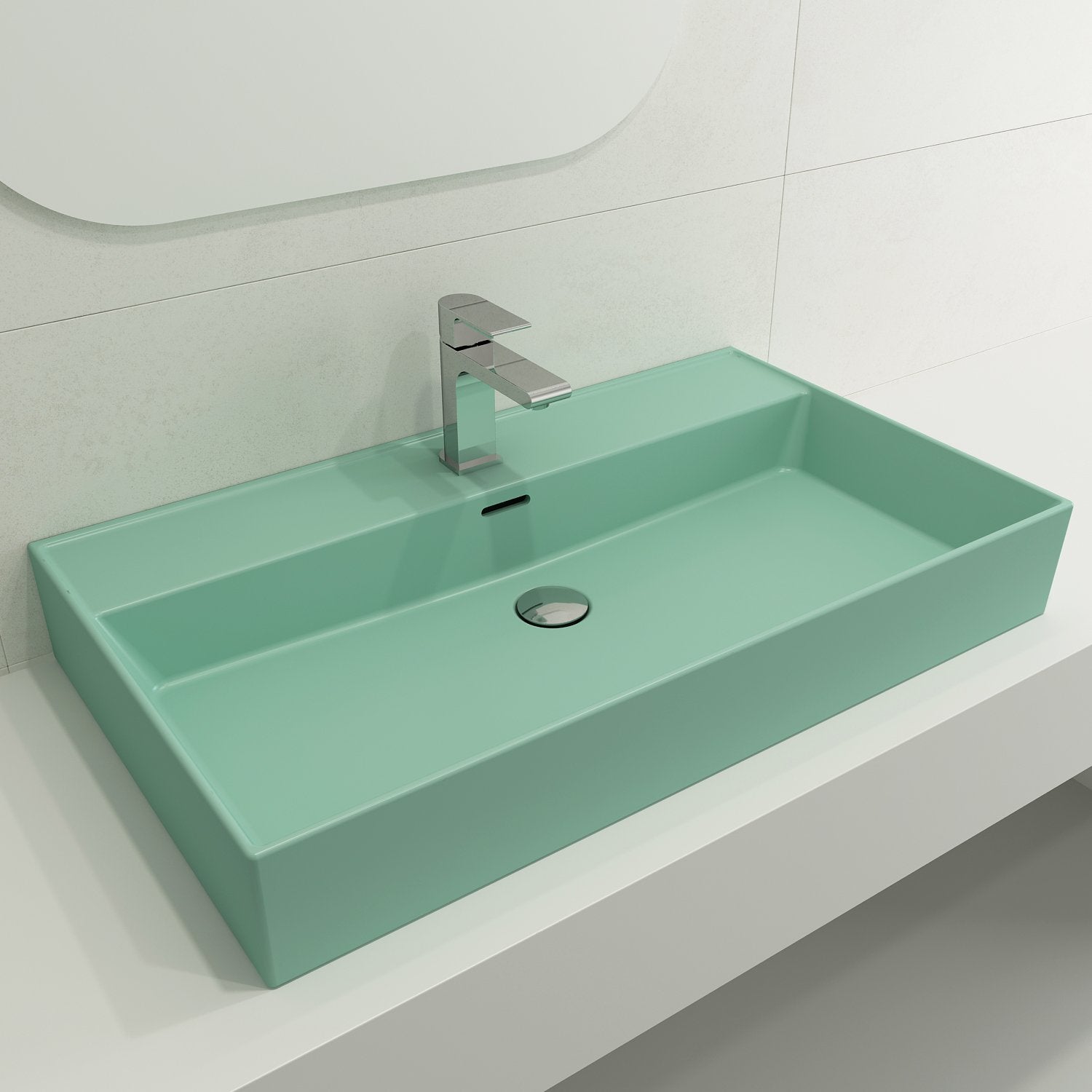 Milano Wall-Mounted Sink Fireclay 32 in. 1-Hole with Overflow 1377