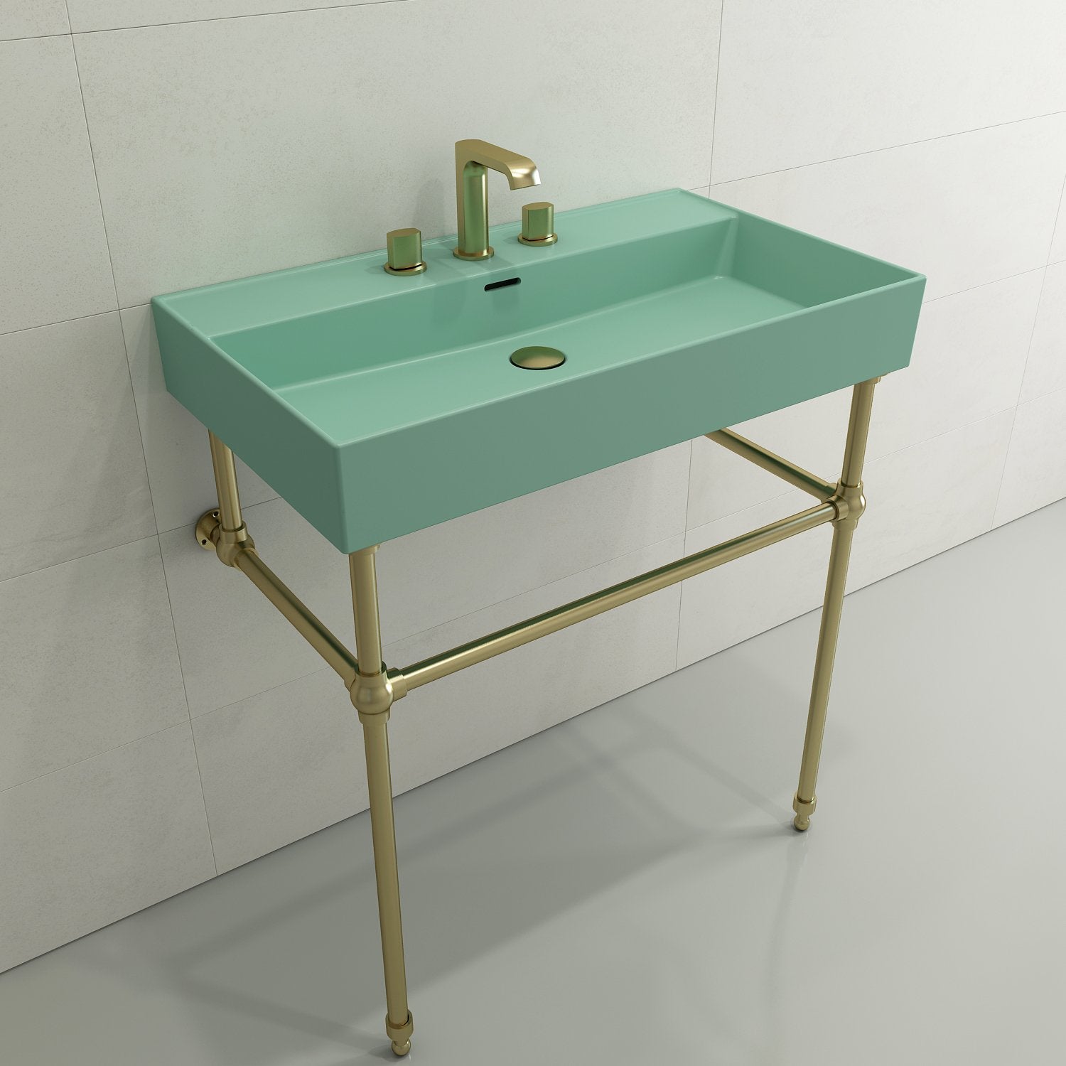 Milano Wall-Mounted Sink Fireclay 32 in. 3-Hole with Overflow 1377