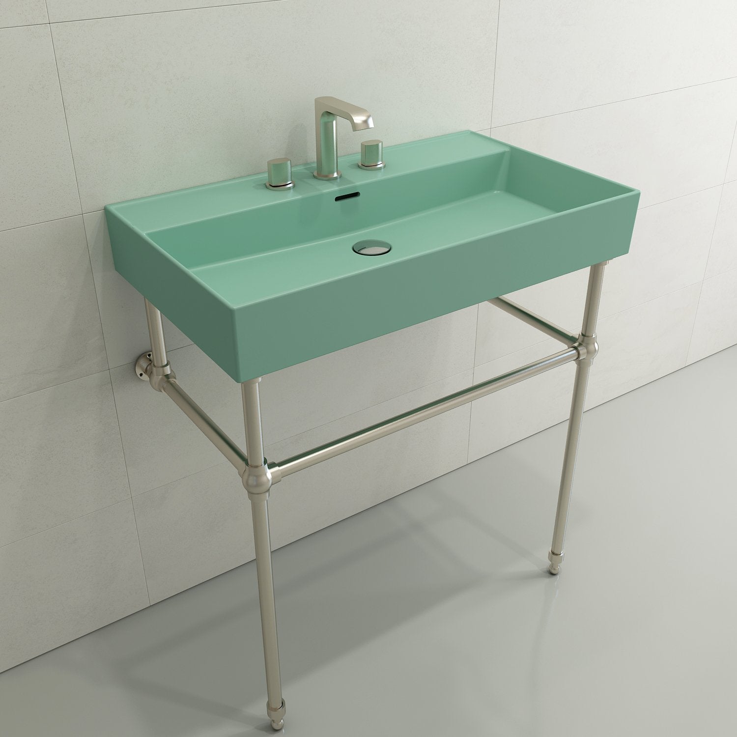 Milano Wall-Mounted Sink Fireclay 32 in. 3-Hole with Overflow 1377