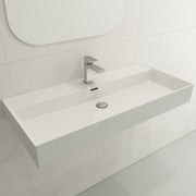 Milano Wall-Mounted Sink Fireclay  39.75 in. 1-Hole with Overflow 1378